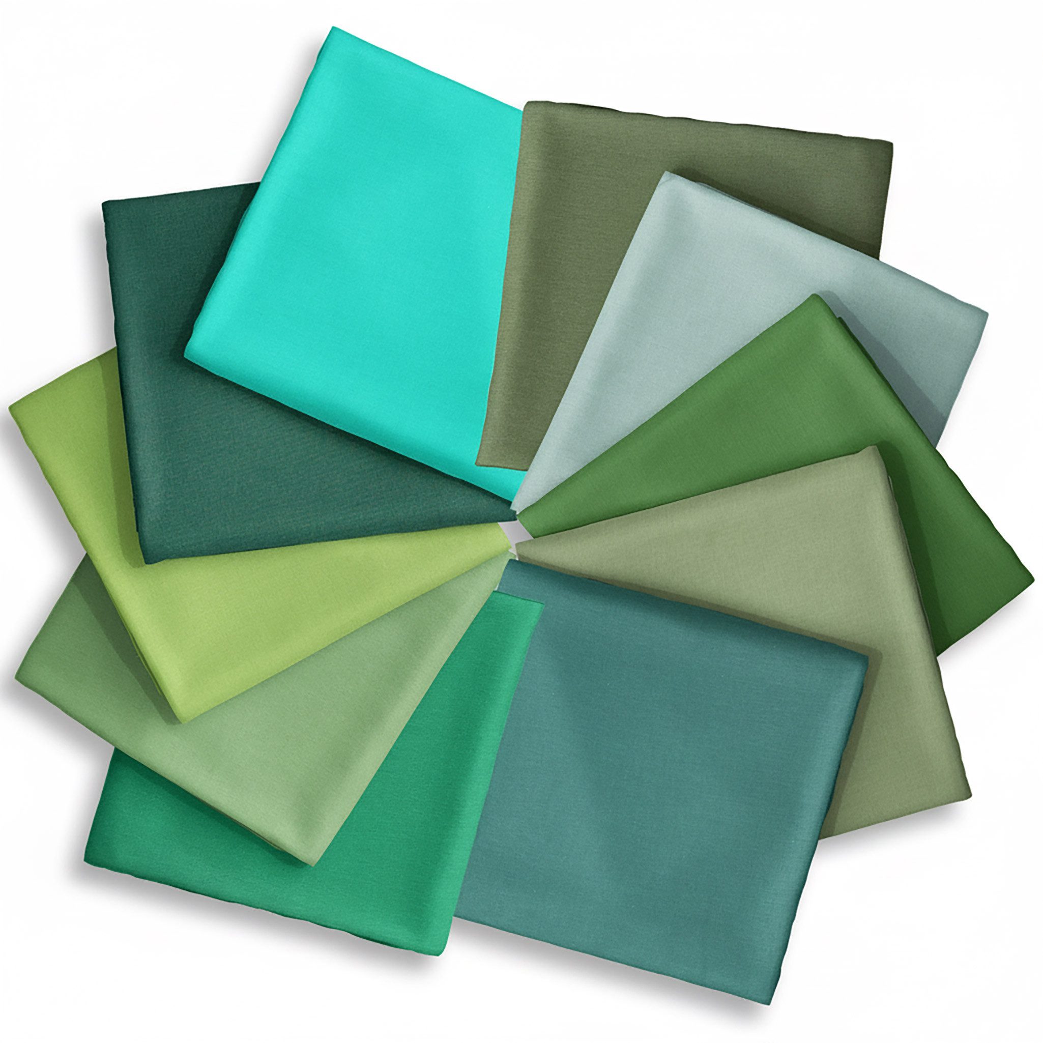 maDDma Stoff 10 Bündchenstoff Set unifarben je 25x35cm Jersey Farbmix, Grüntöne