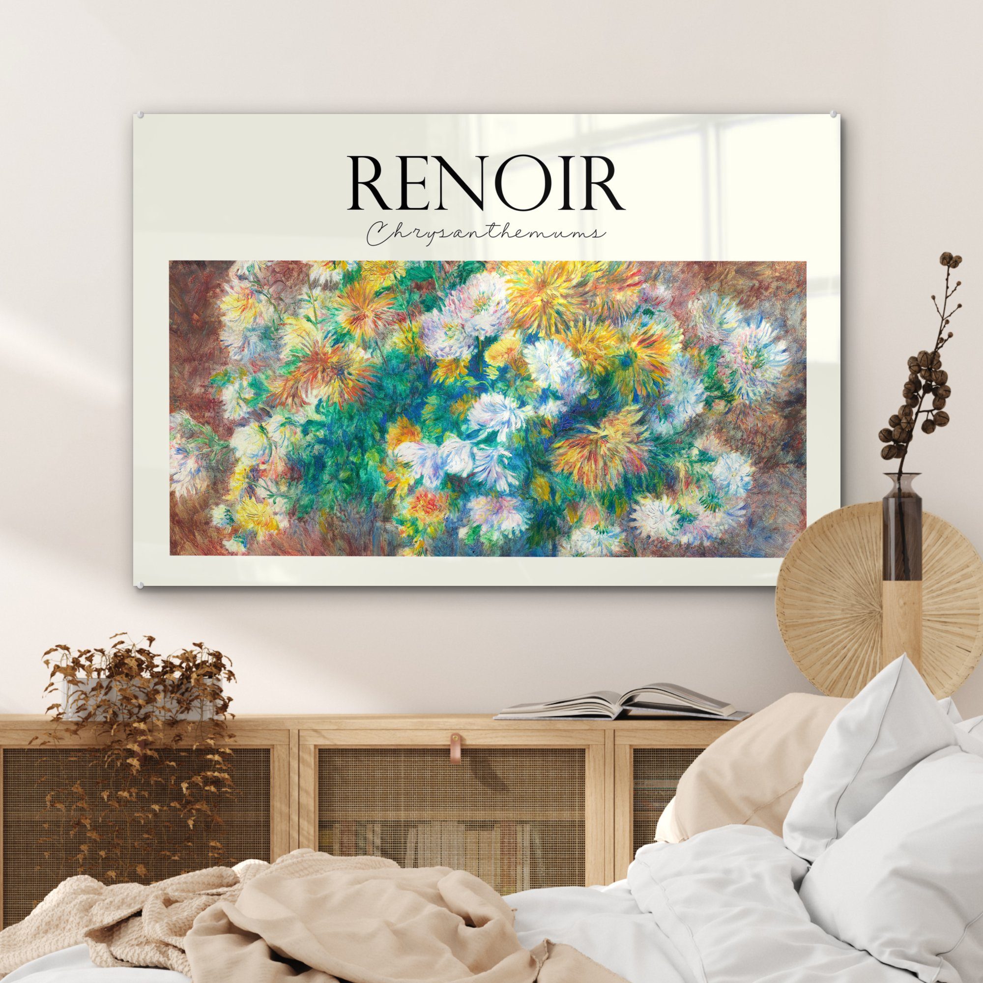 St), MuchoWow Acrylglasbilder Wohnzimmer & Gemälde Renoir - (1 - Acrylglasbild Blumenstrauß, Schlafzimmer