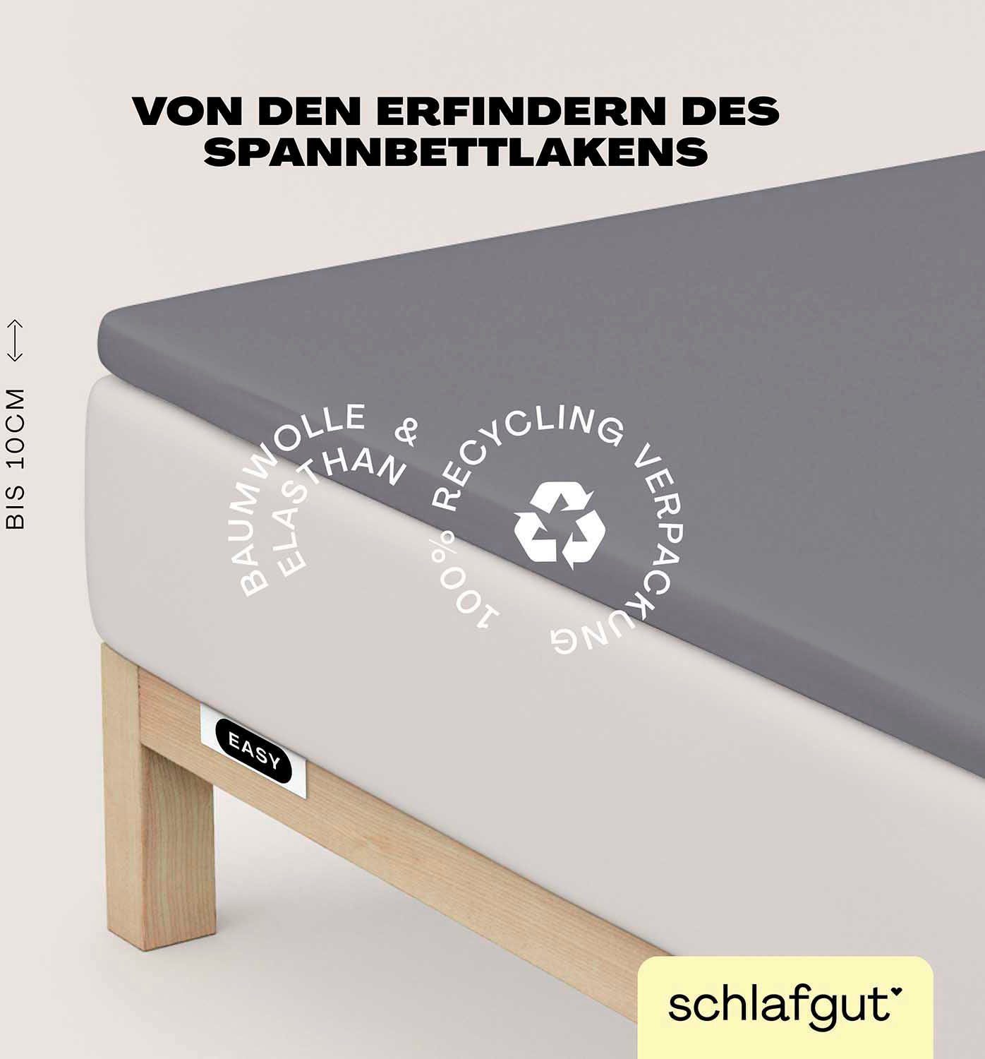 Schlafgut Spannbettlaken EASY Jersey Elasthan Topper, Jersey, Gummizug: rundum, (1 Stück), MADE IN GREEN by OEKO-TEX®