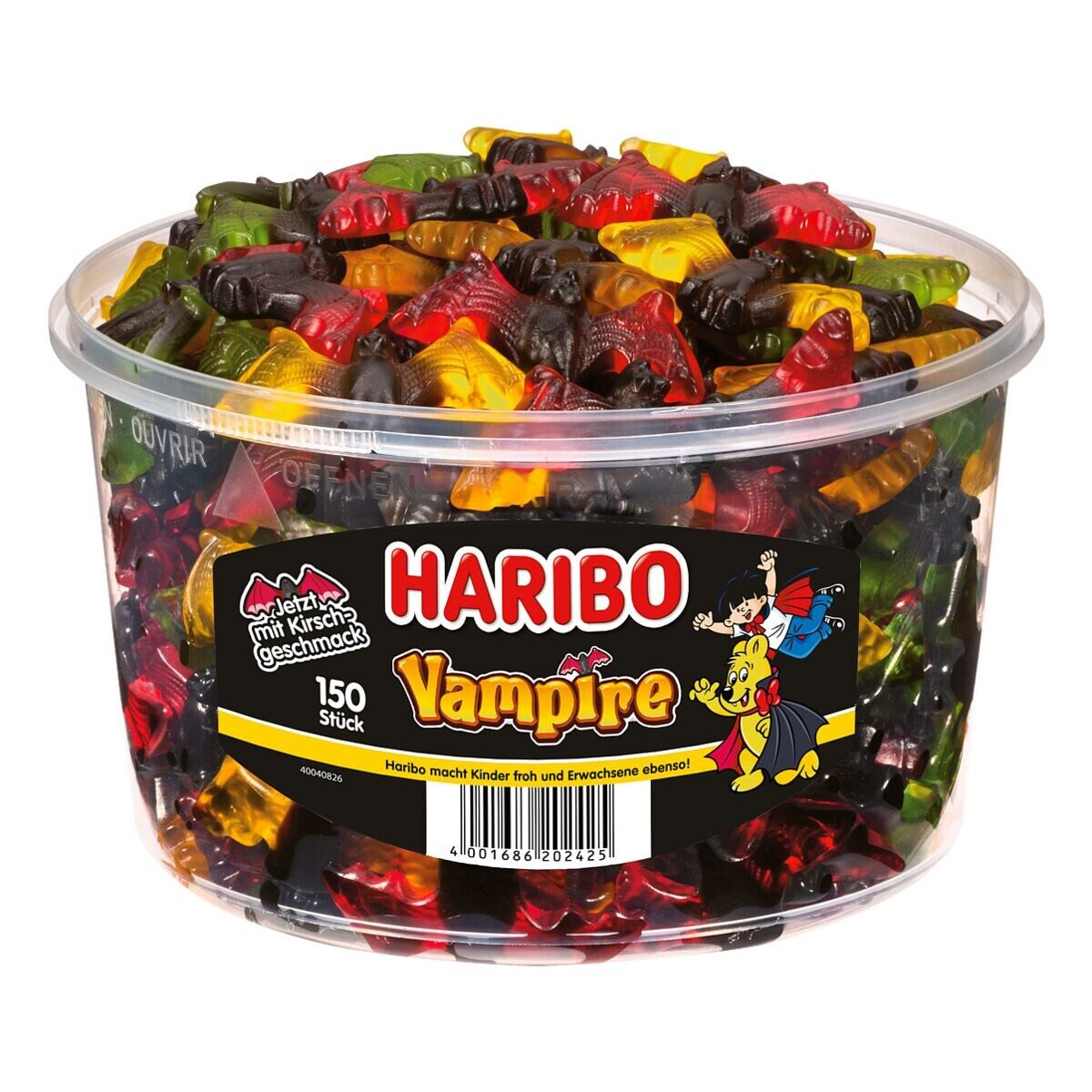 HARIBO Süßigkeit Vampire, Fruchtgummi mit Lakritz, 150 Stück