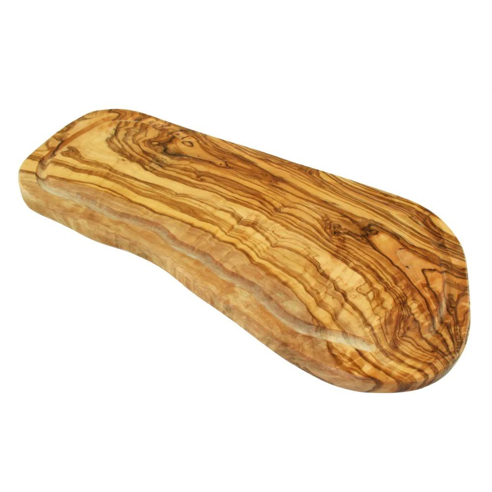 Olivenholz-erleben Schneidebrett Tranchierbrett/Steakbrett mit Saftrille ohne Griff naturell > 50 cm, (1-St), lebensmittelecht, antibakterielle Wirkung