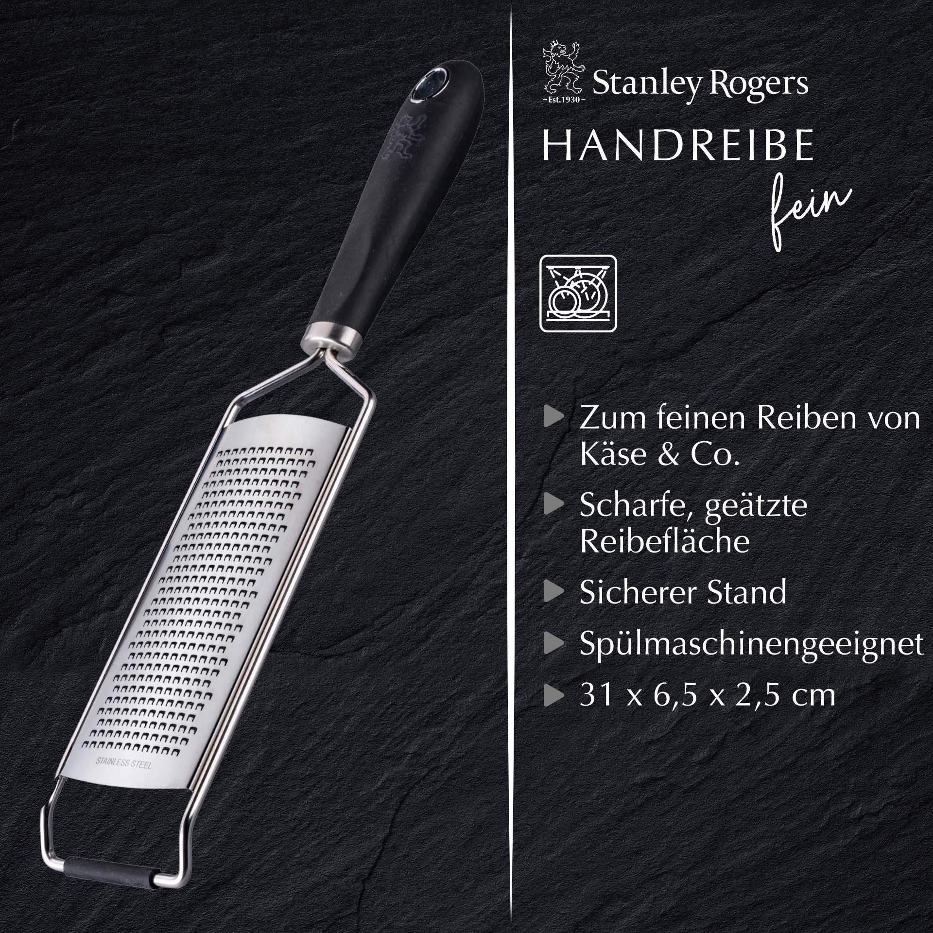 Stanley Rogers Küchenreibe Handreibe fein - Breite Reibefläche, Extra scharfe Edelstahlklingen