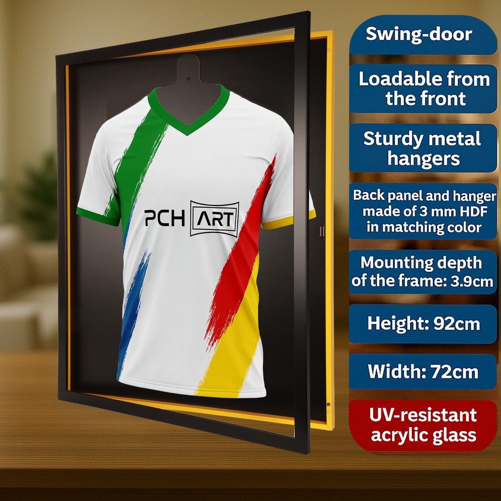 PCH[art] Bilderrahmen Trikotrahmen mit Drehtür, In 27 Länder und Vereinsfarben, 70x90 cm, für 1 Bilder, Exklusives Design, Vielfältige Farbwahl, Komfortable Handhabung