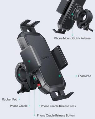 AUKEY Handyhalterung Fahrrad Halterung Motorrad Bike Smartphone-Halterung, (bis 6,50 Zoll, rutschfest, 360° drehbar)