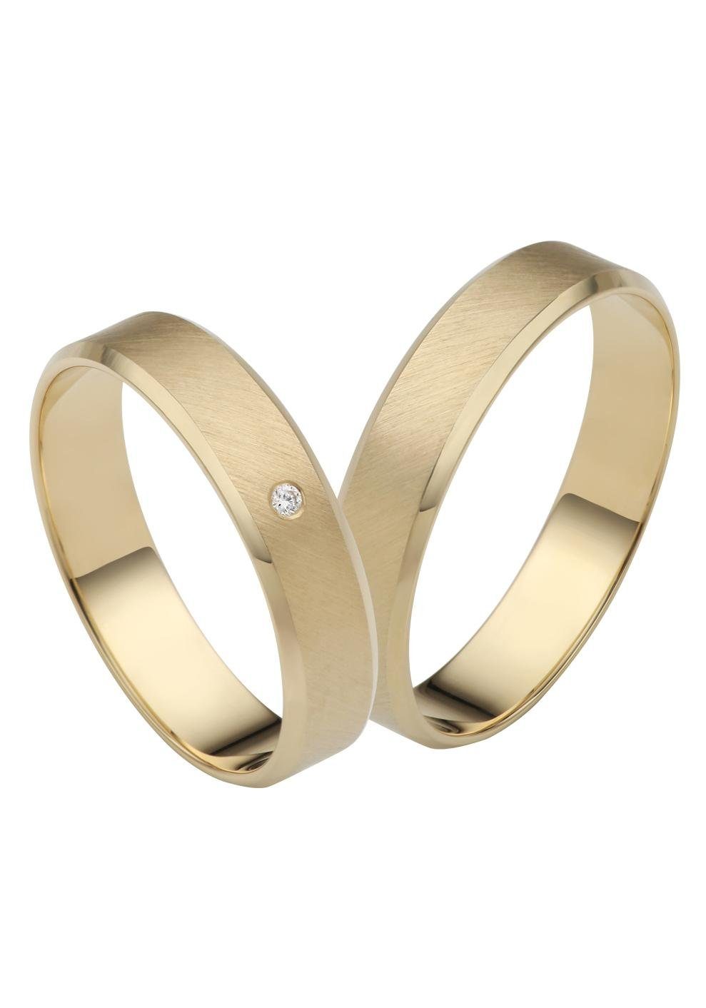 Firetti Trauring Schmuck Geschenk Gold 750 Hochzeit Ehering "LIEBE", Made in Germany - mit o. ohne Brillant/Diamant gelbgoldfarben