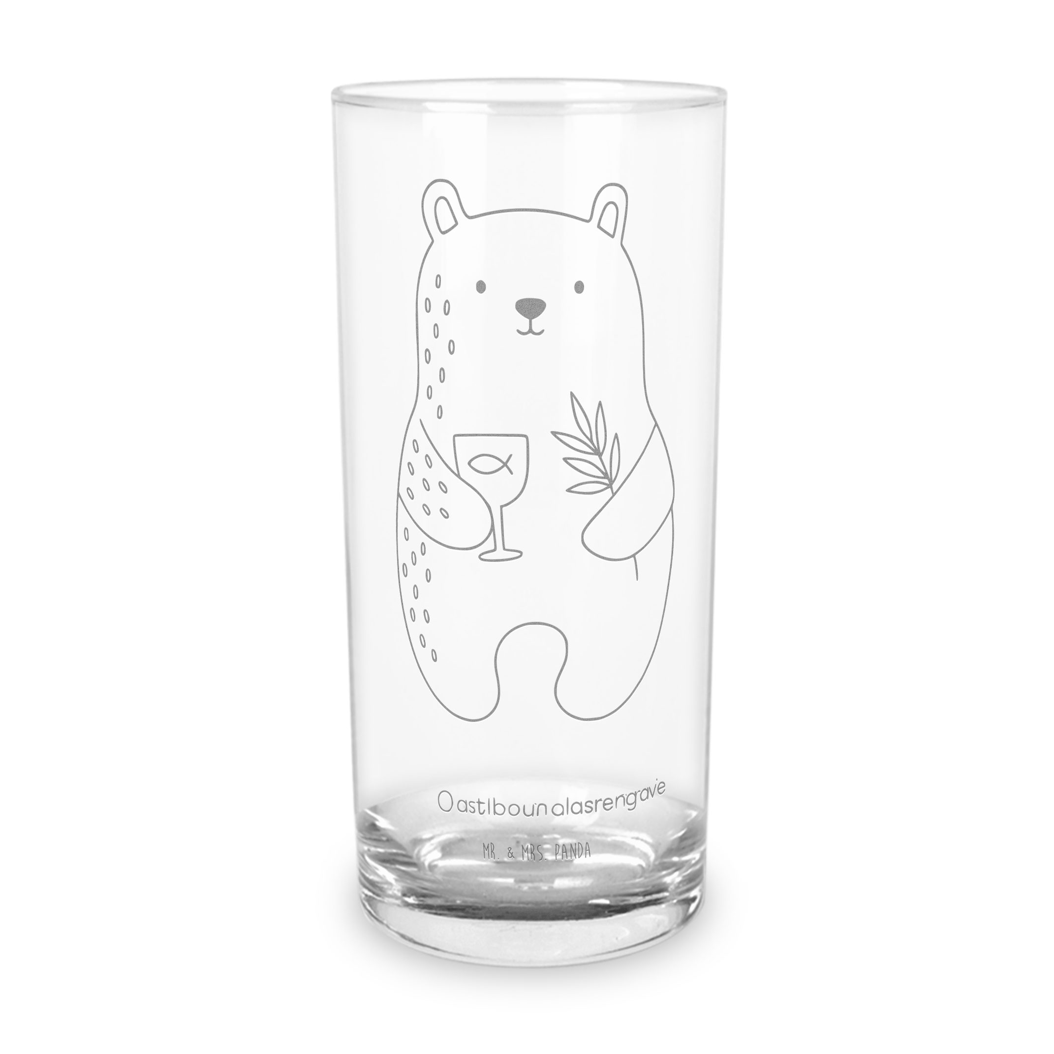 Mr. & Mrs. Panda Glas Bär Konfirmation, Wasserglas, Transparent, Wasserglas Set, Teddy, Got, Premium Glas