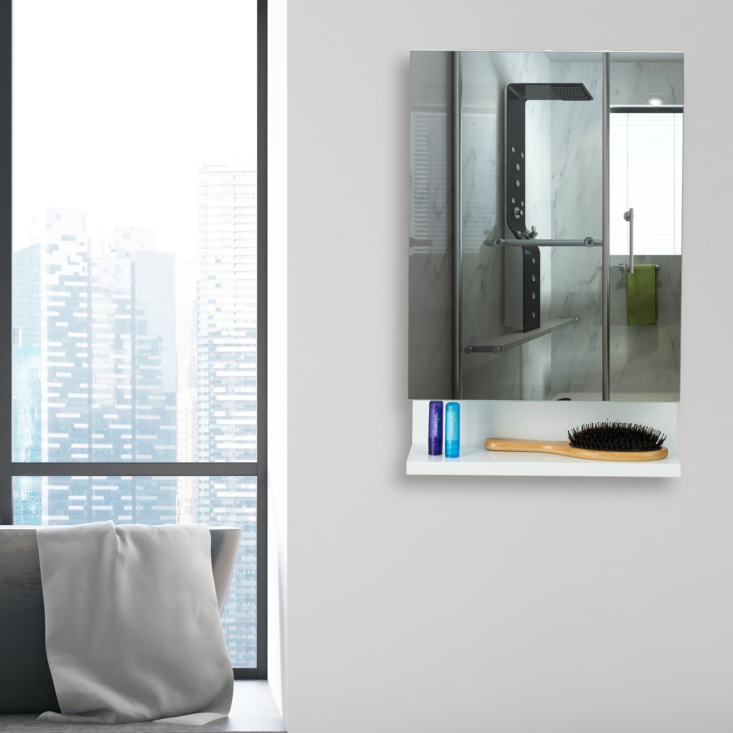 relaxdays Badezimmerspiegelschrank Badspiegelschrank mit Steckdose (1-St) – Bild 3 von 5