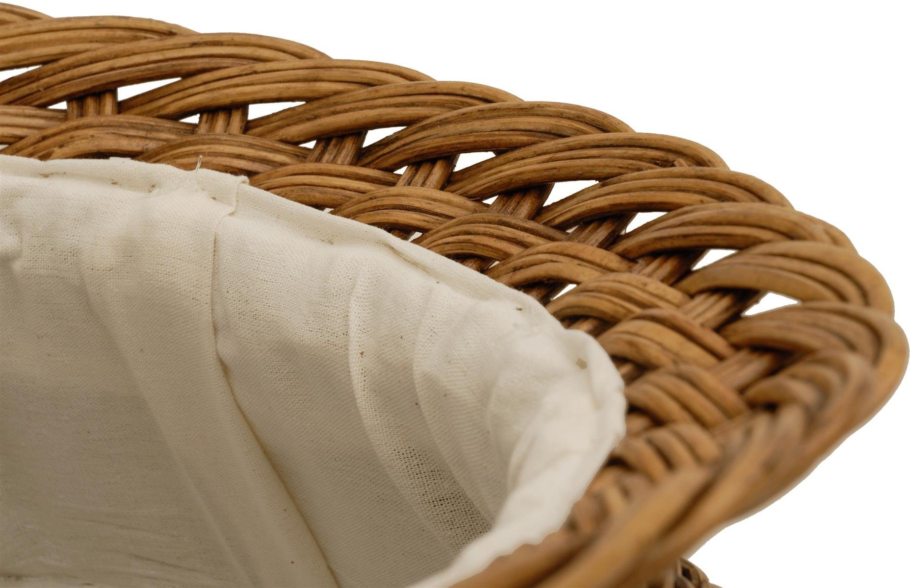 Krines Home Wäschetonne Wäschekorb Wäschetonne Wäschesammler Ø 50 cm aus echtem Rattan, rund mit Deckel und Inlett – Bild 5 von 5