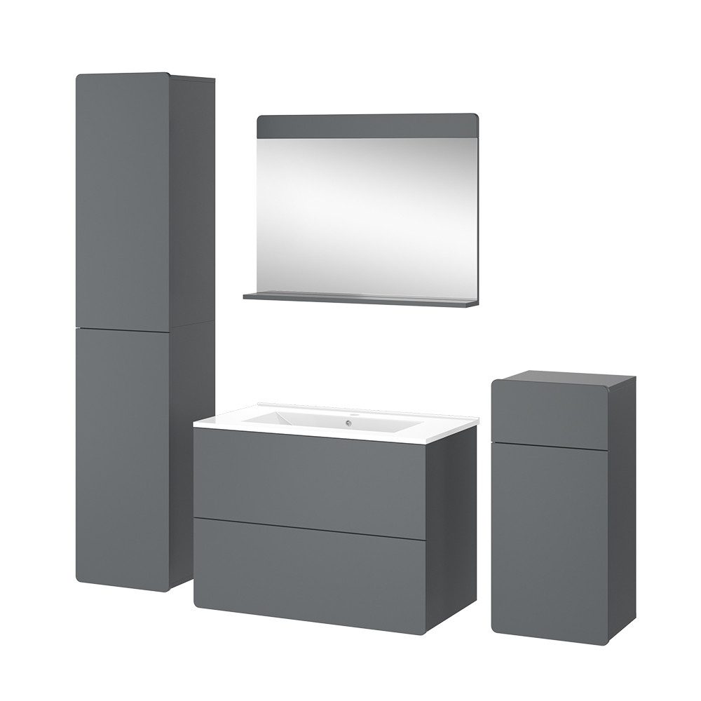 Vicco Badmöbel-Set Izan, Grau, 5 Teile, günstig online kaufen