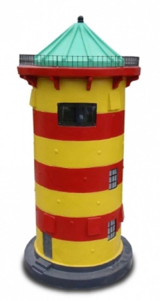 Dekofigur Leuchtturm gelb-rot