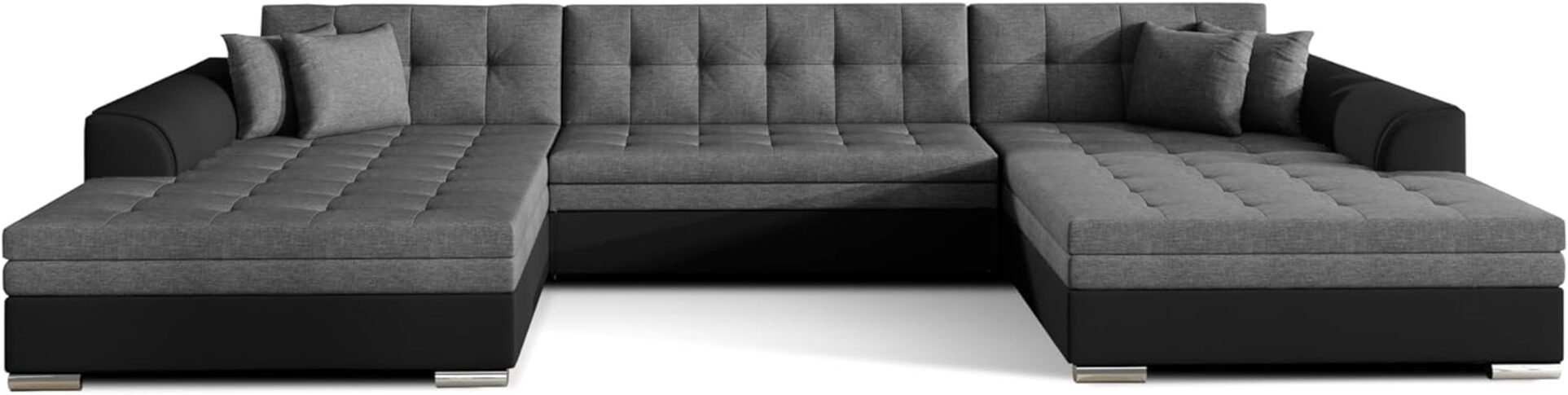 Couch Sofa Schlafsofa MOEBLO Wohnlandschaft VITI, Eckcouch Schwarz + (Sawana für 11) Dunkelgrau Sofagarnitur Schlaffunktion mit Wohnlandschaft, Wohnzimmer, U-Form 05+Soft