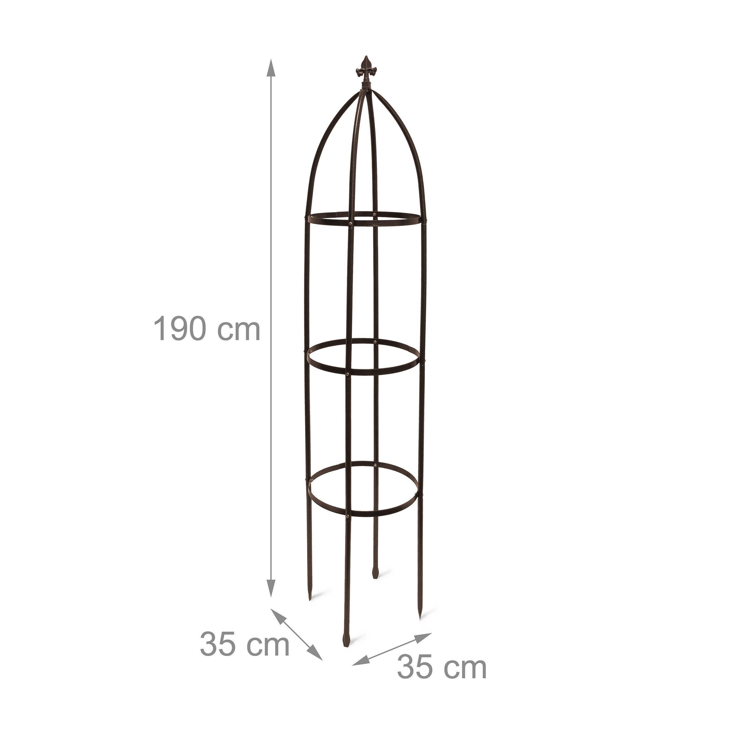 relaxdays Rankhilfe Obelisk Metall braun 190 cm – Bild 3 von 5