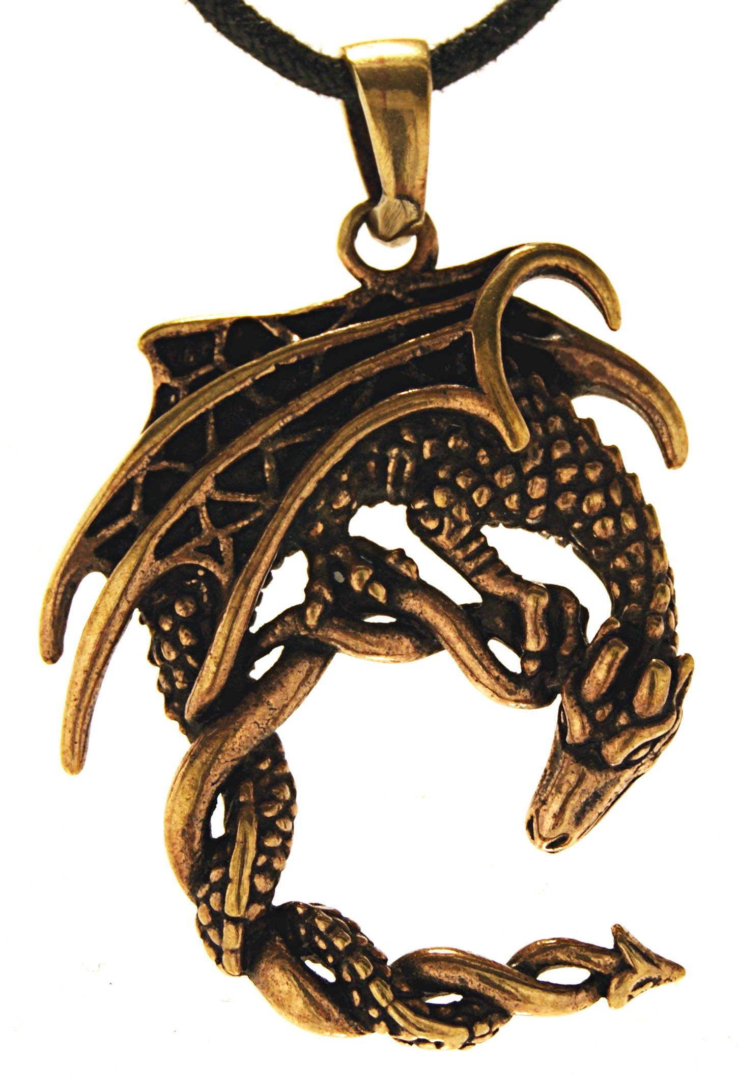 Kiss of Leather Kettenanhänger Drachen Anhänger Bronze Drache Dragon Fanatsie