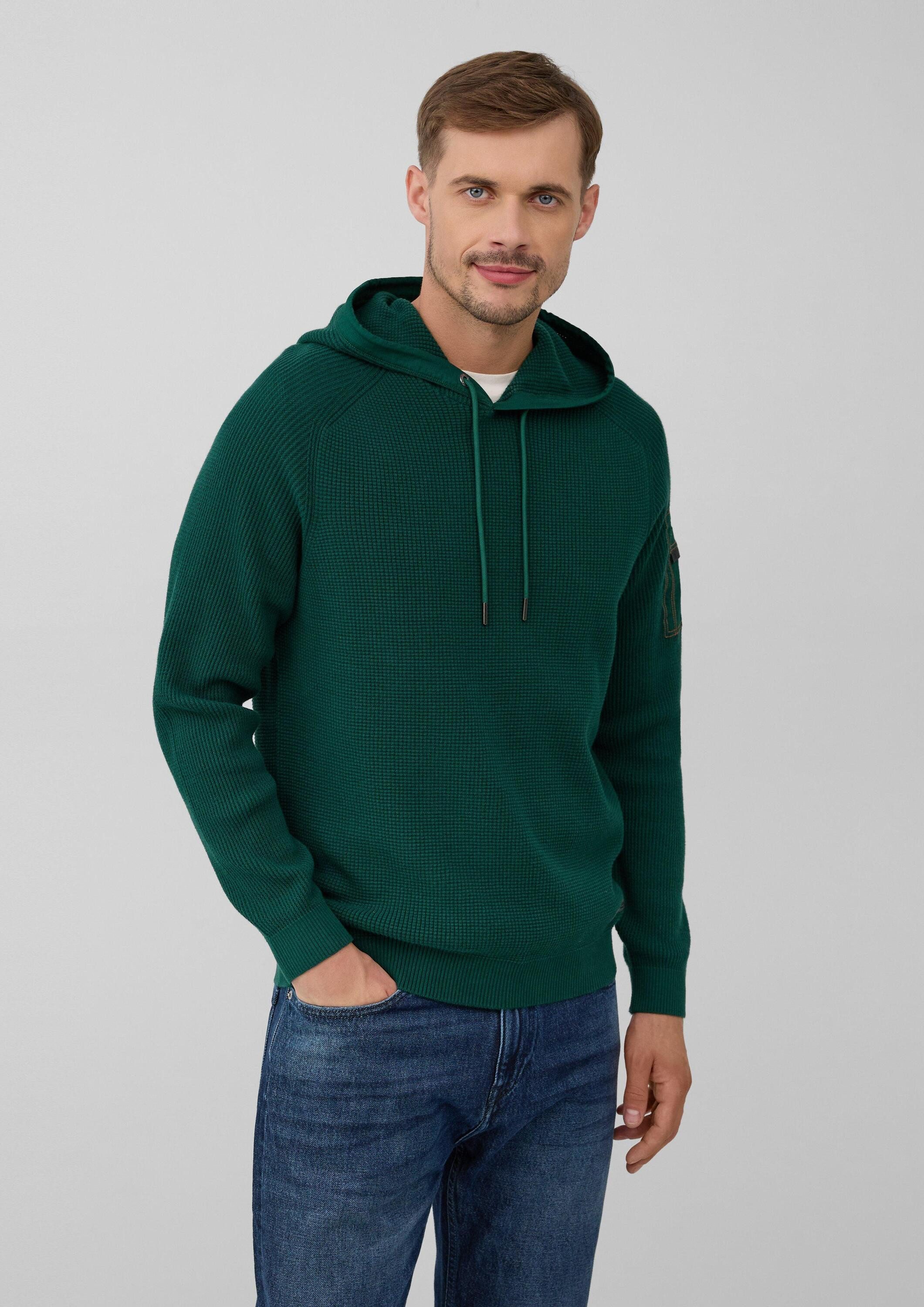 s.Oliver Longpullover Strickpullover Struktur-Hoodie im Materialmix günstig online kaufen