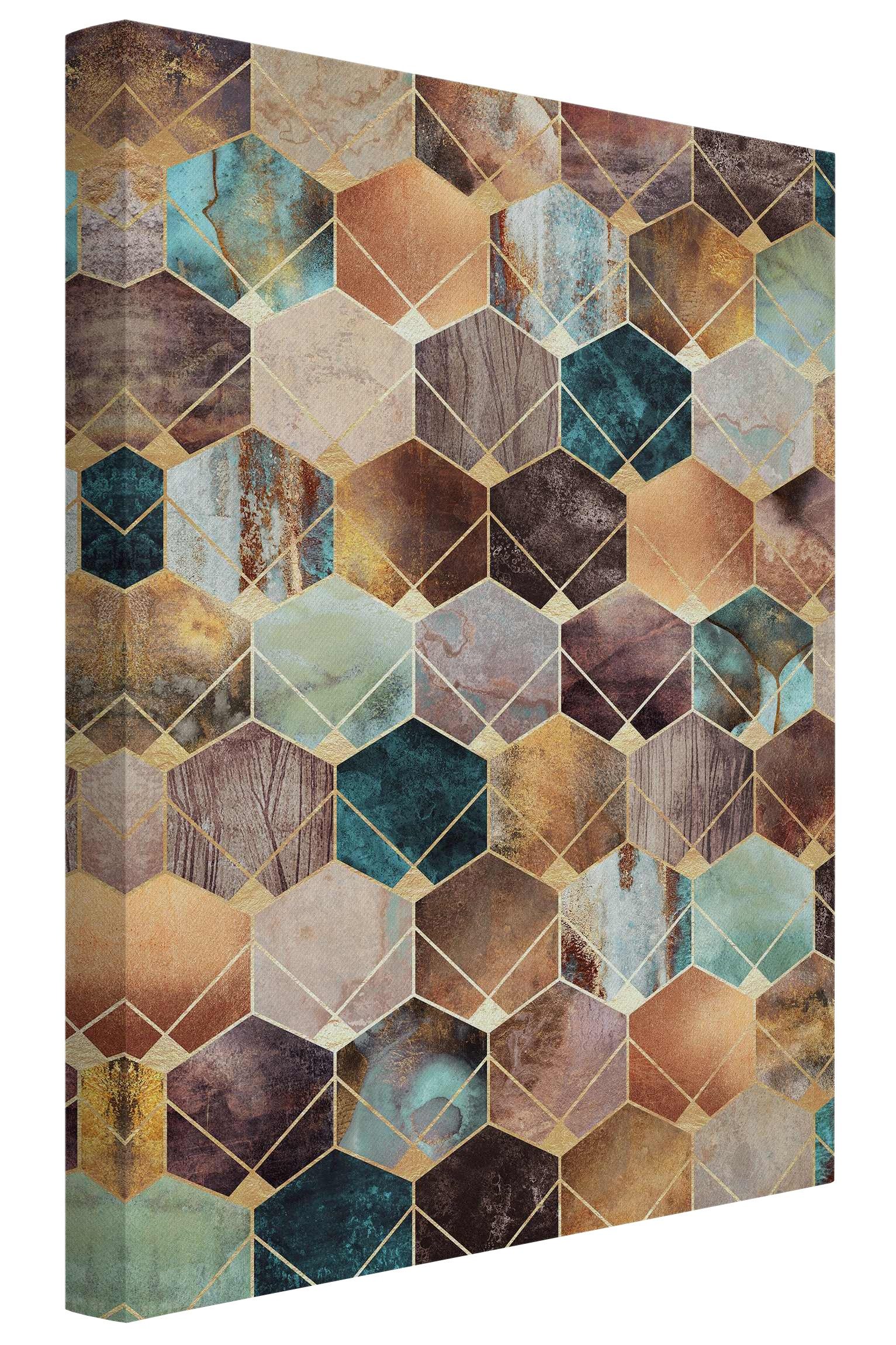 Bilderdepot24 Leinwandbild Akustikbild Abstrakt Modern Geometrie Art Deco Akustik Bilder, (Wandbild im Leinwandstil mit 4 cm Keilrahmen für bessere Raumakustik), Aquarell reduziert Nachhall & Echos in Wohnzimmer Schlafzimmer Küche