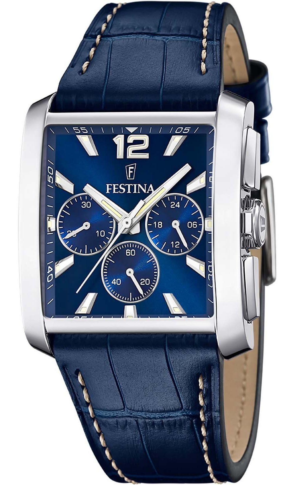 Festina Chronograph F20636-2 Blau Lederband 38x37 mm günstig online kaufen
