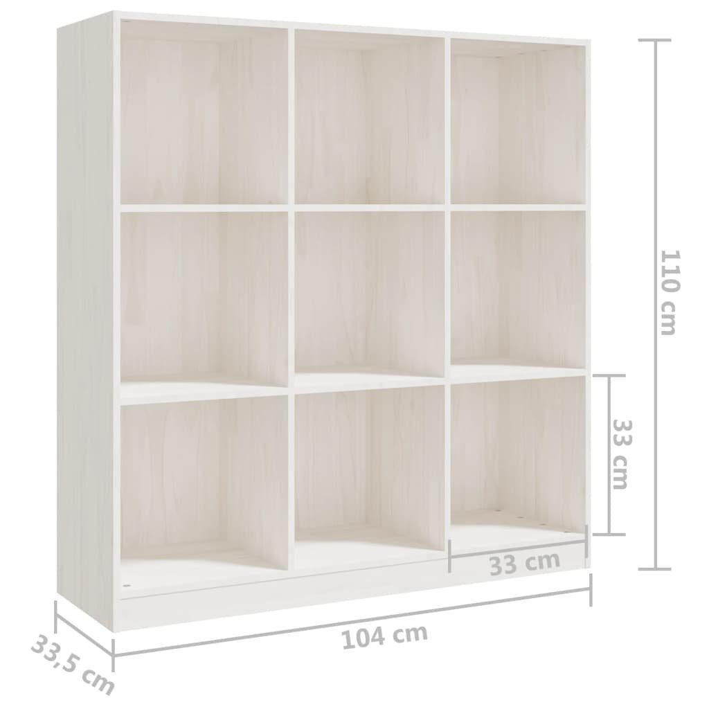 furnicato Bücherregal/Raumteiler cm 104x33,5x110 Massivholz Weiß Bücherregal Kiefer