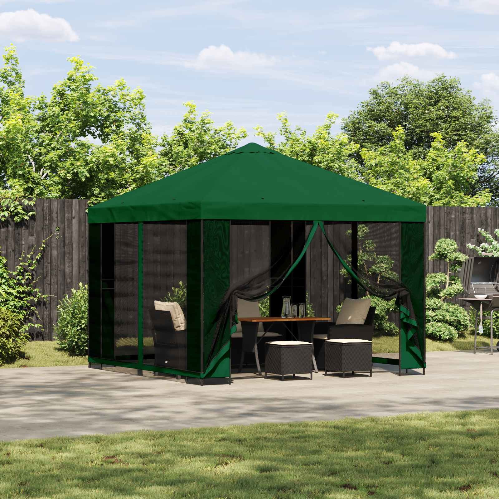 vidaXL Partyzelt Pavillon 3 x 3 m Grün Polyester und Stahl 190
