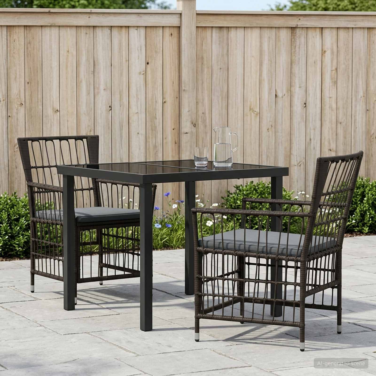 vidaXL Gartenlounge-Set Outdoor-Essgruppe 3 stk. Schwarz Poly-Rattan, (3-tlg)