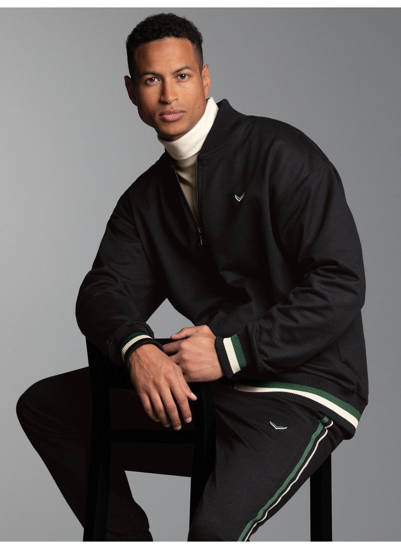 Trigema Sweatjacke TRIGEMA Collegejacke mit kontrastfarbigen Elementen (1-tlg)