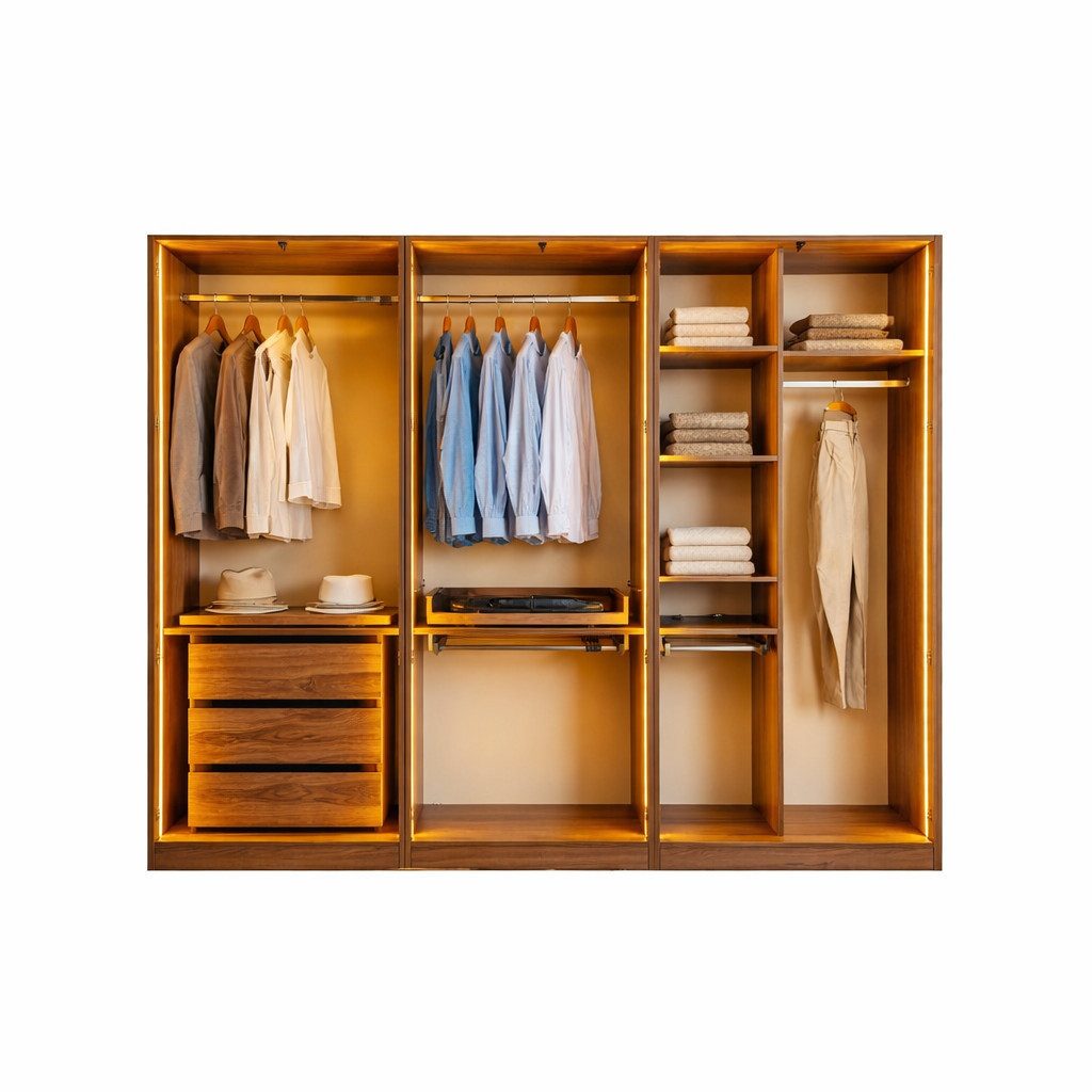 JVmoebel Eckschrank Eckschrank mit Glasfront und integrierter Kleiderstange (1-St., Eckschrank) Made in Europa