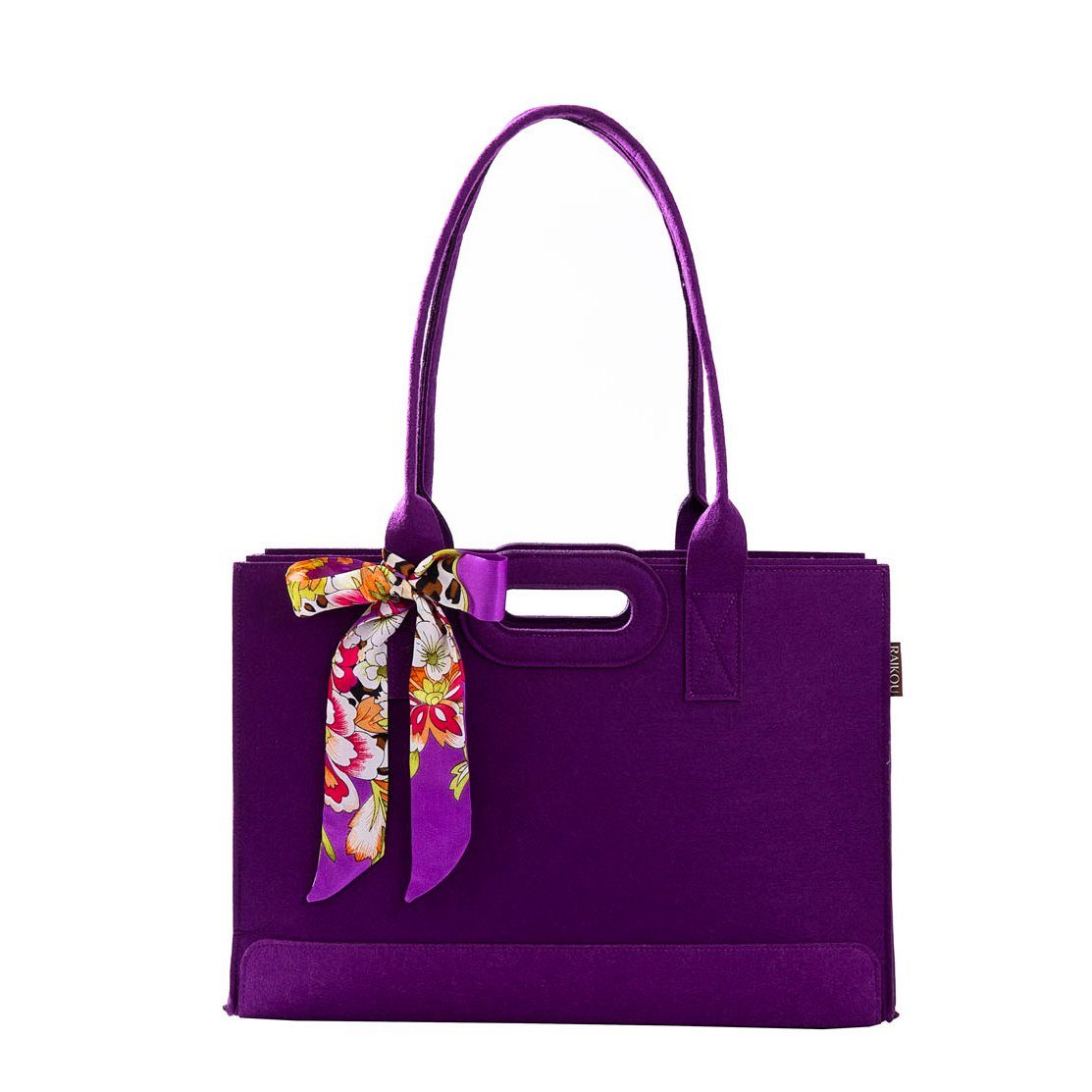 RAIKOU Freizeittasche Filztasche mit dekorativem Seidenschal Shopper (44x15x30 cm)