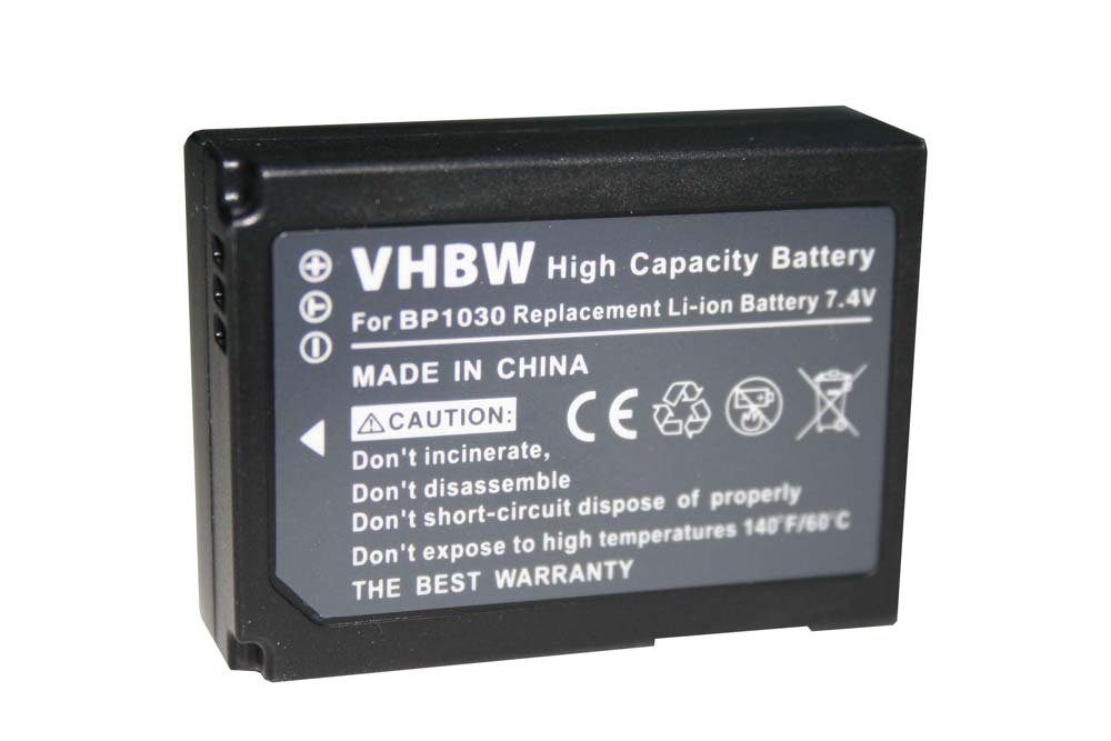 V) ED-BP1030, (7,4 mAh für Kamera-Akku BP-1030 800 Li-Ion Samsung vhbw für Ersatz