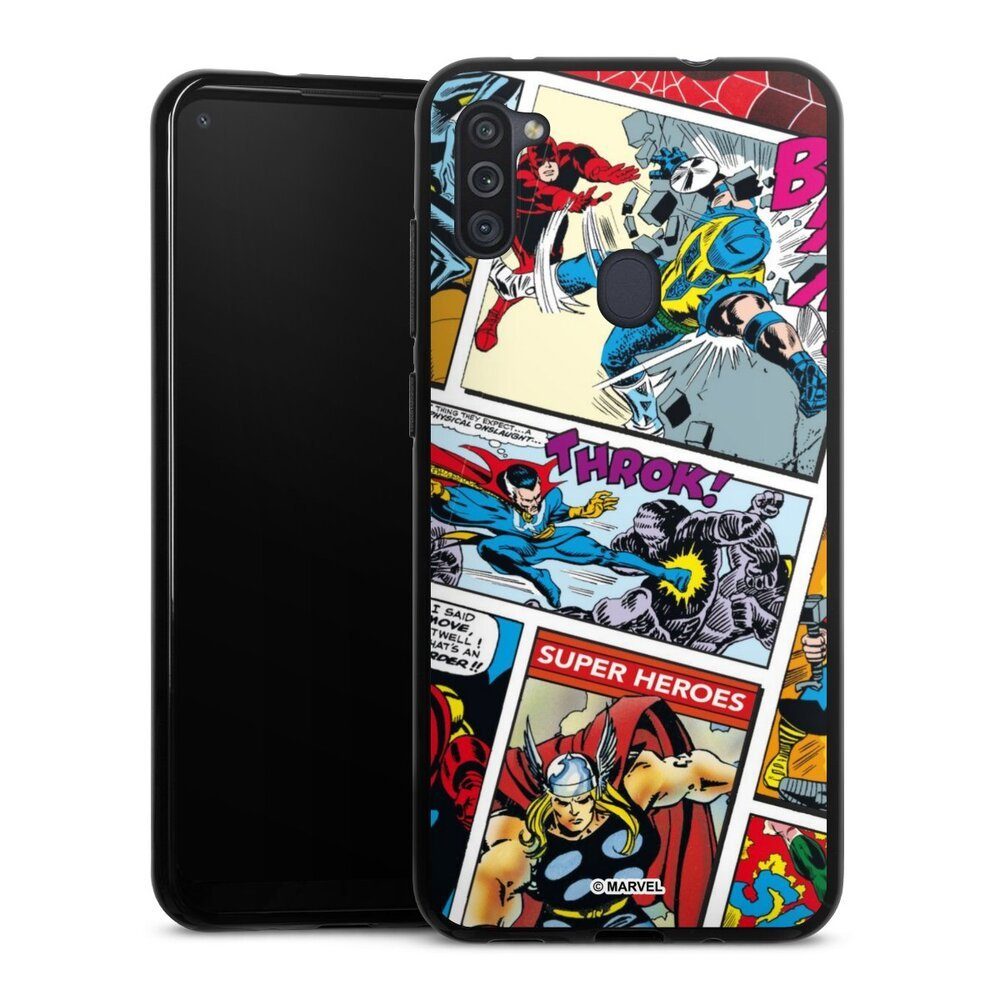 DeinDesign Handyhülle Marvel Retro Comic Blue, Samsung Galaxy M11 Silikon Hülle Bumper Case Handy Schutzhülle