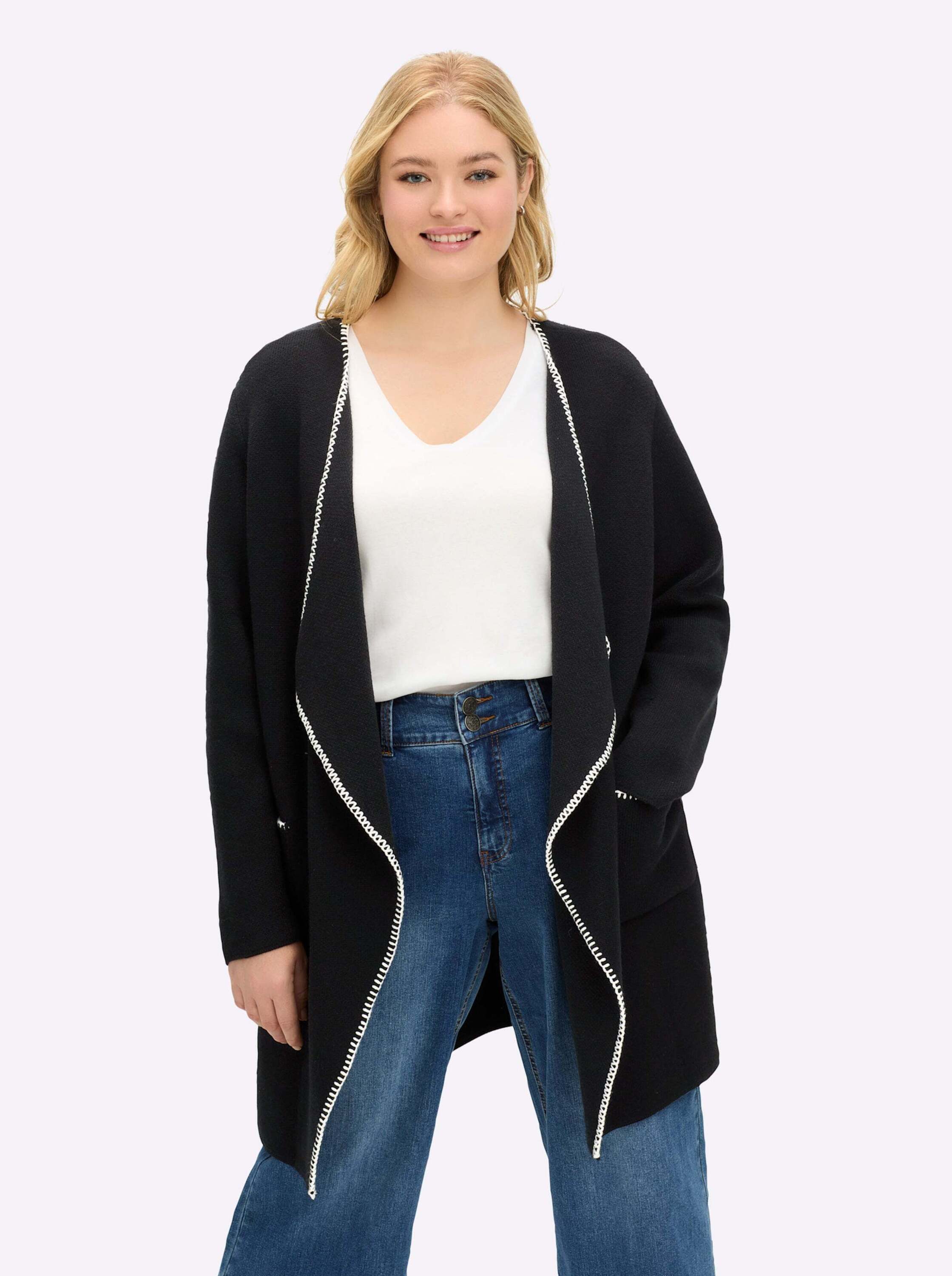 Sheego Strickjacke Strickjacke Langarm Jacquard günstig online kaufen