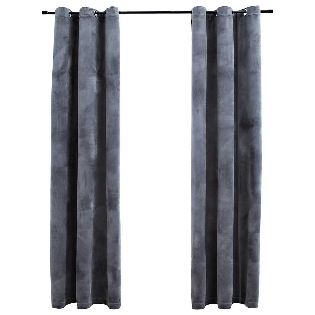 vidaXL Vorhang 134810 Blackout Curtains with Rings 2 pcs Anthracite 37"x63" Velvet (2 St)
