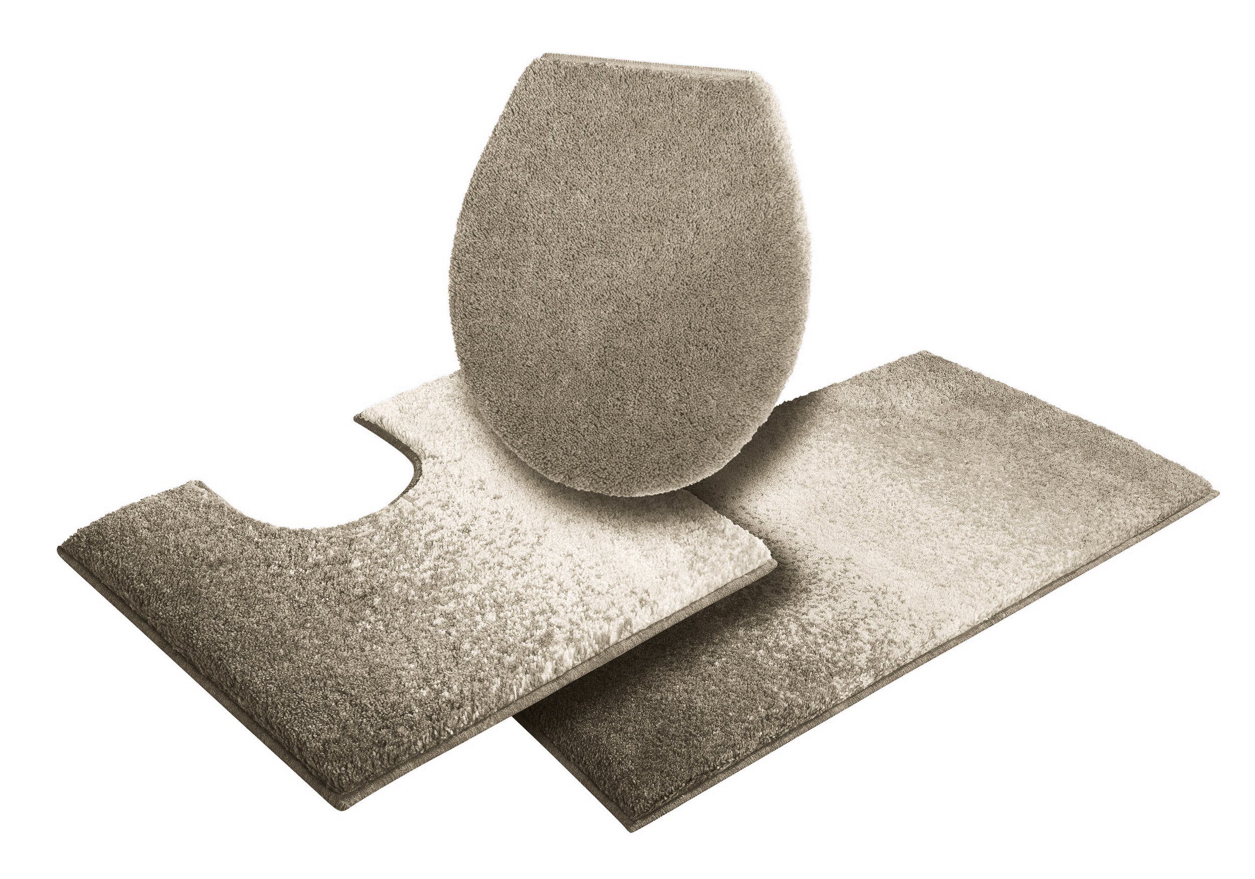 Grund Badematte Mistral, Höhe 20 mm, rutschhemmend beschichtet, fußbodenheizungsgeeignet, Kunstfaser, rechteckig, 3-tlg. Stand-WC Set, meliertes Design, Ombré-Look, auch als 3 teiliges Set, Made in Europe