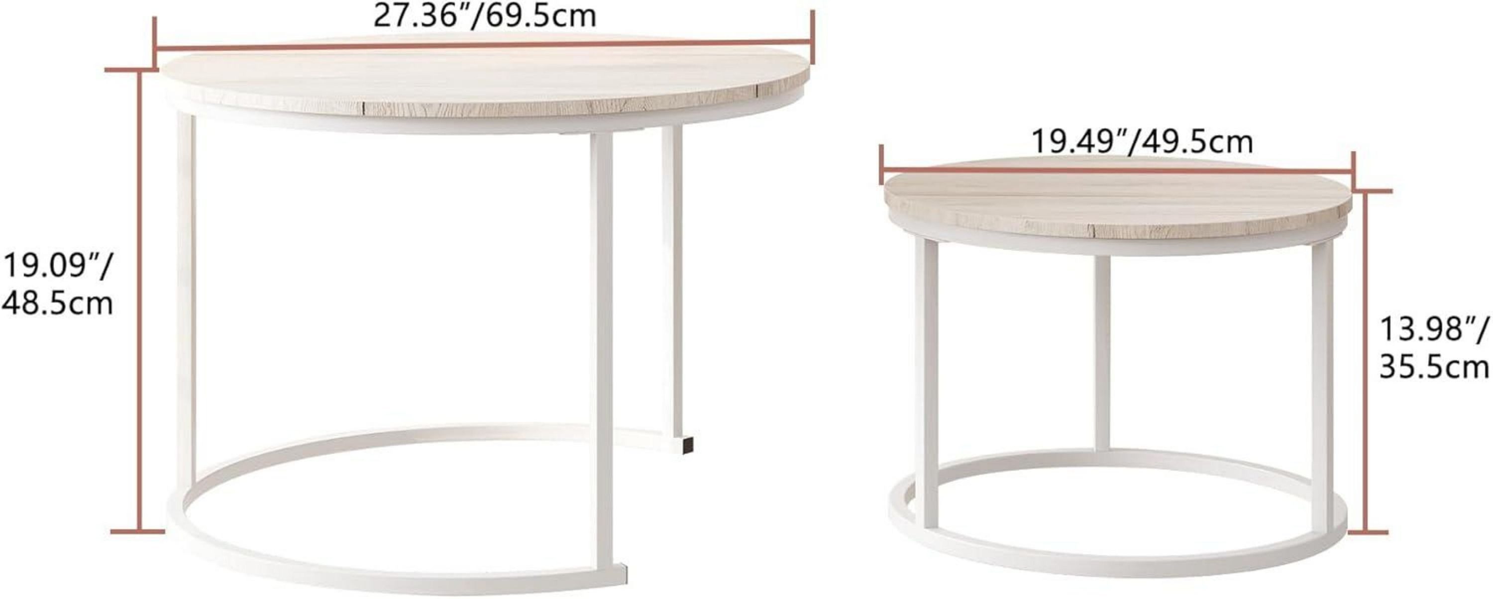LuxusKollektion Couchtisch Runder Couchtisch Eiche 2er-Set günstig online kaufen