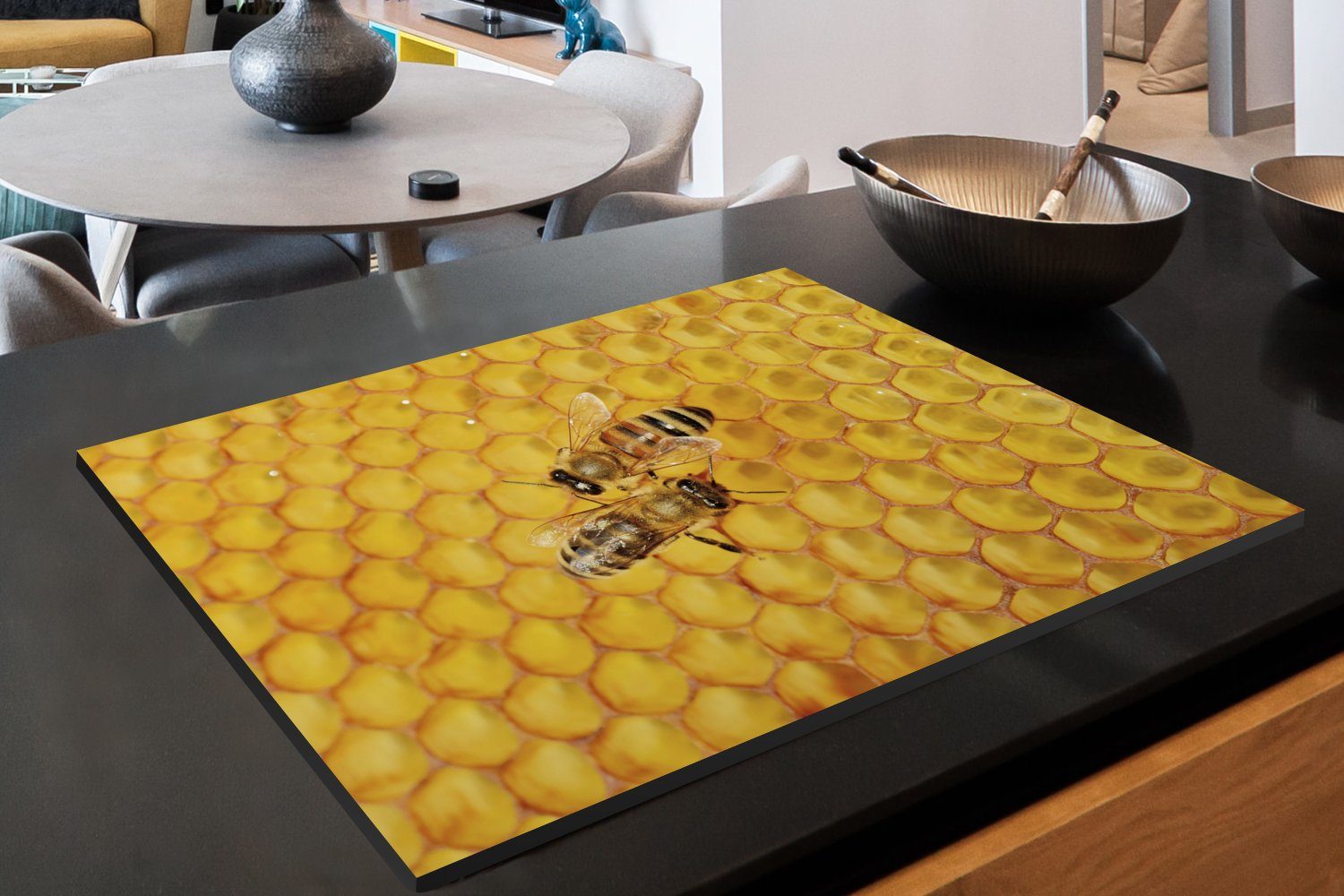 MuchoWow Herdblende-/Abdeckplatte cm, für Zwei Honigwabe, Schutz Honigbienen Induktionskochfeld Vinyl, küche, Ceranfeldabdeckung auf einer die (1 81x52 tlg)