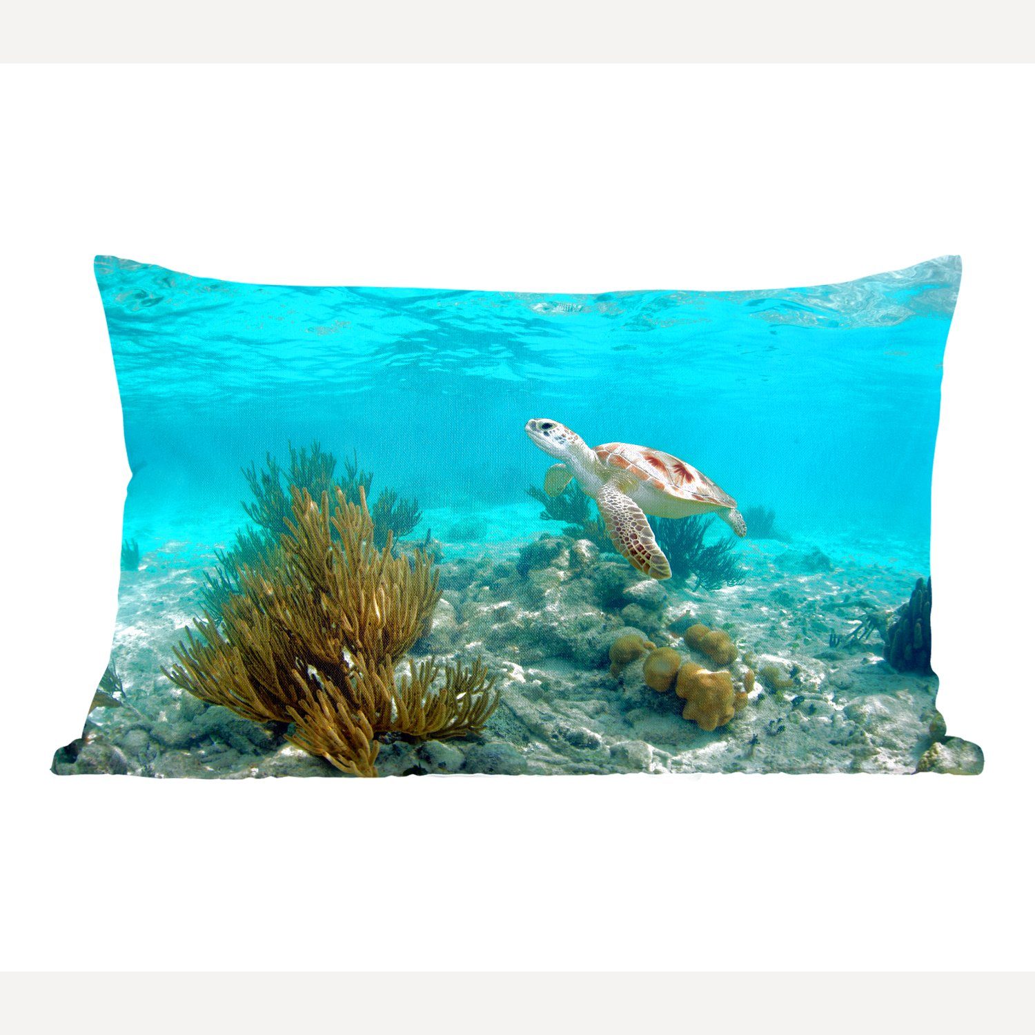 MuchoWow Dekokissen Korallenriff von Tulum in Mexiko, Wohzimmer Dekoration, Zierkissen, Dekokissen mit Füllung, Schlafzimmer
