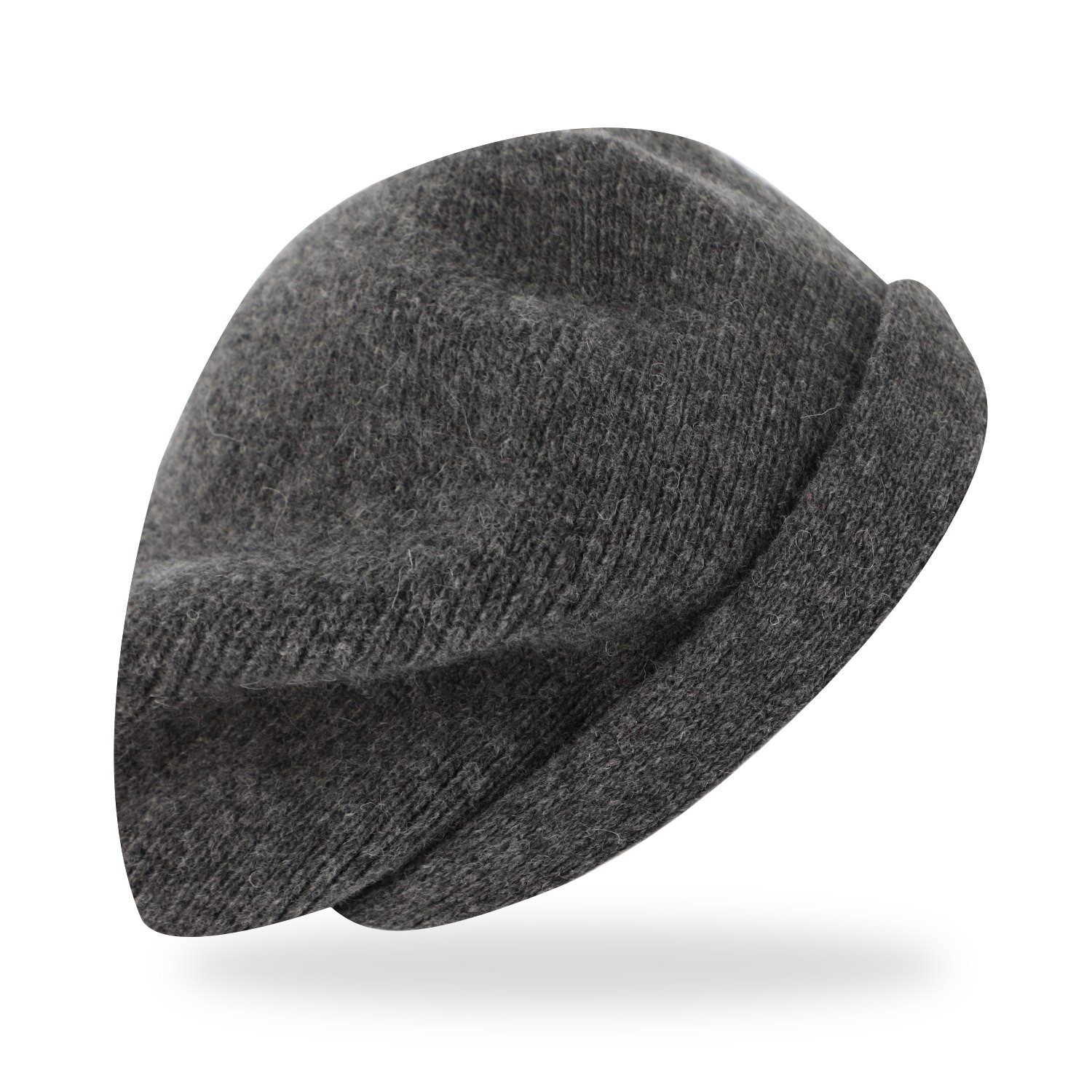 Fiebig Strickmütze Weiche Strickbaske aus Lammwolle unifarben für Damen