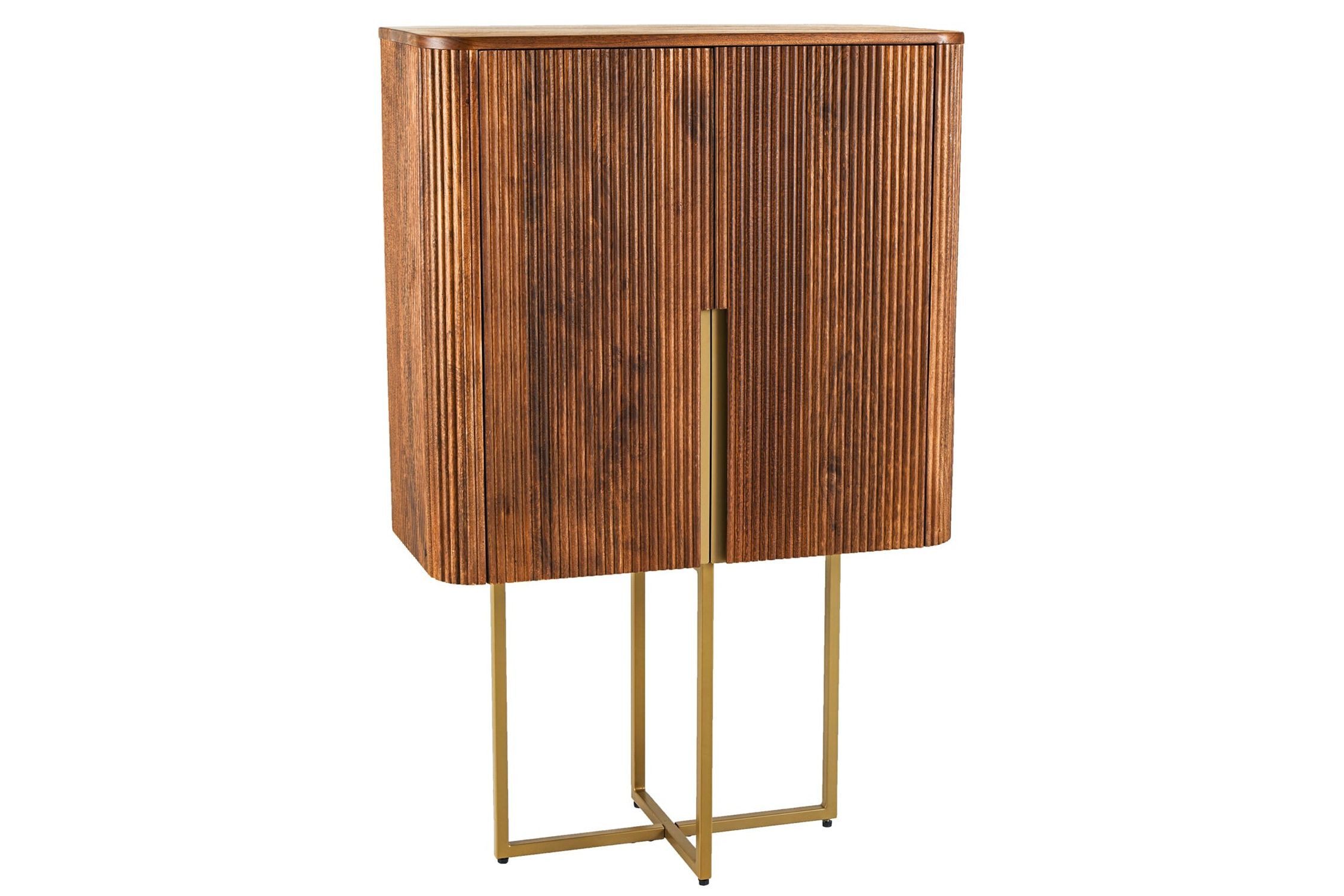 Licht-Erlebnisse Kommode ANTONIO, Mangoholz Metall 80 x 125 cm Lamellen Design Art Déco