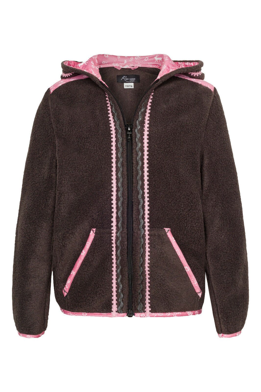 Ramona Lippert Trachtenjacke Fleecejacke Mathilda Trachten Jacke Kind Mädchen grau mit Kapuze
