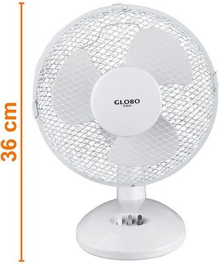 Globo Standventilator GLOBO Tischventilator Ventilator Metall 2 stufig Klein Weiß