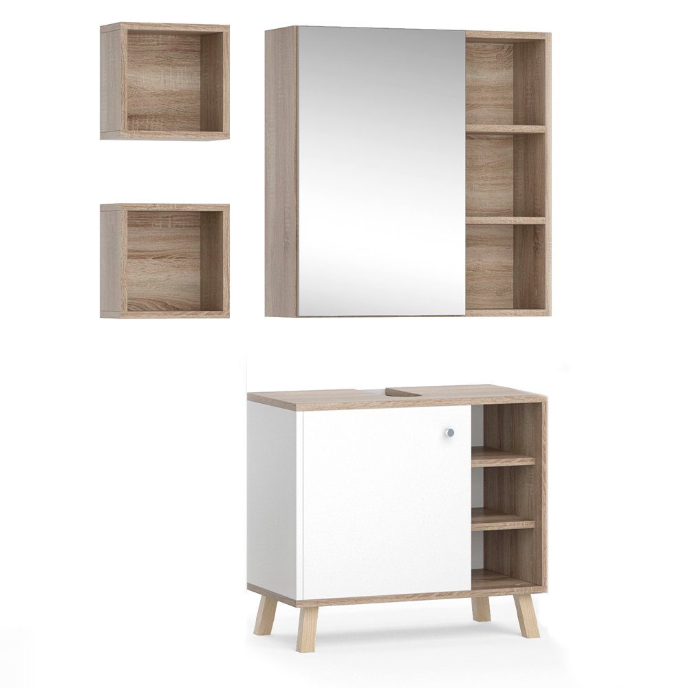 Vicco Badmöbel-Set Senyo, Weiß/Sonoma, 3 Teile, günstig online kaufen