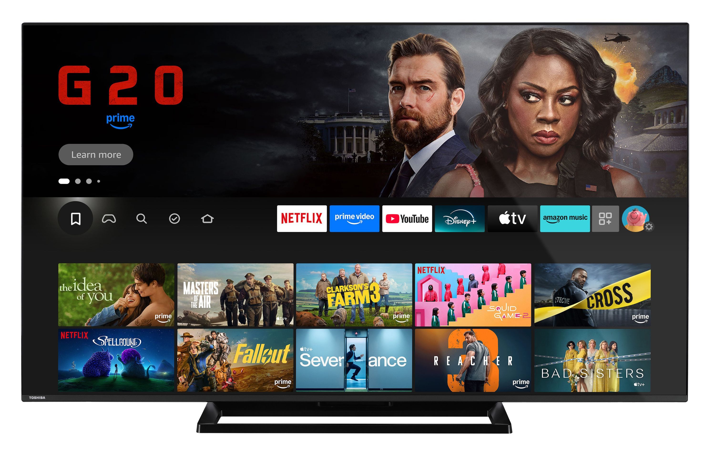Toshiba 65UF3F63DAR LCD-LED Fernseher (164 cm/65 Zoll, 4K Ultra HD, Fire TV, HDR Dolby Vision, Triple-Tuner, Alexa Built-In, Sound by Onkyo)