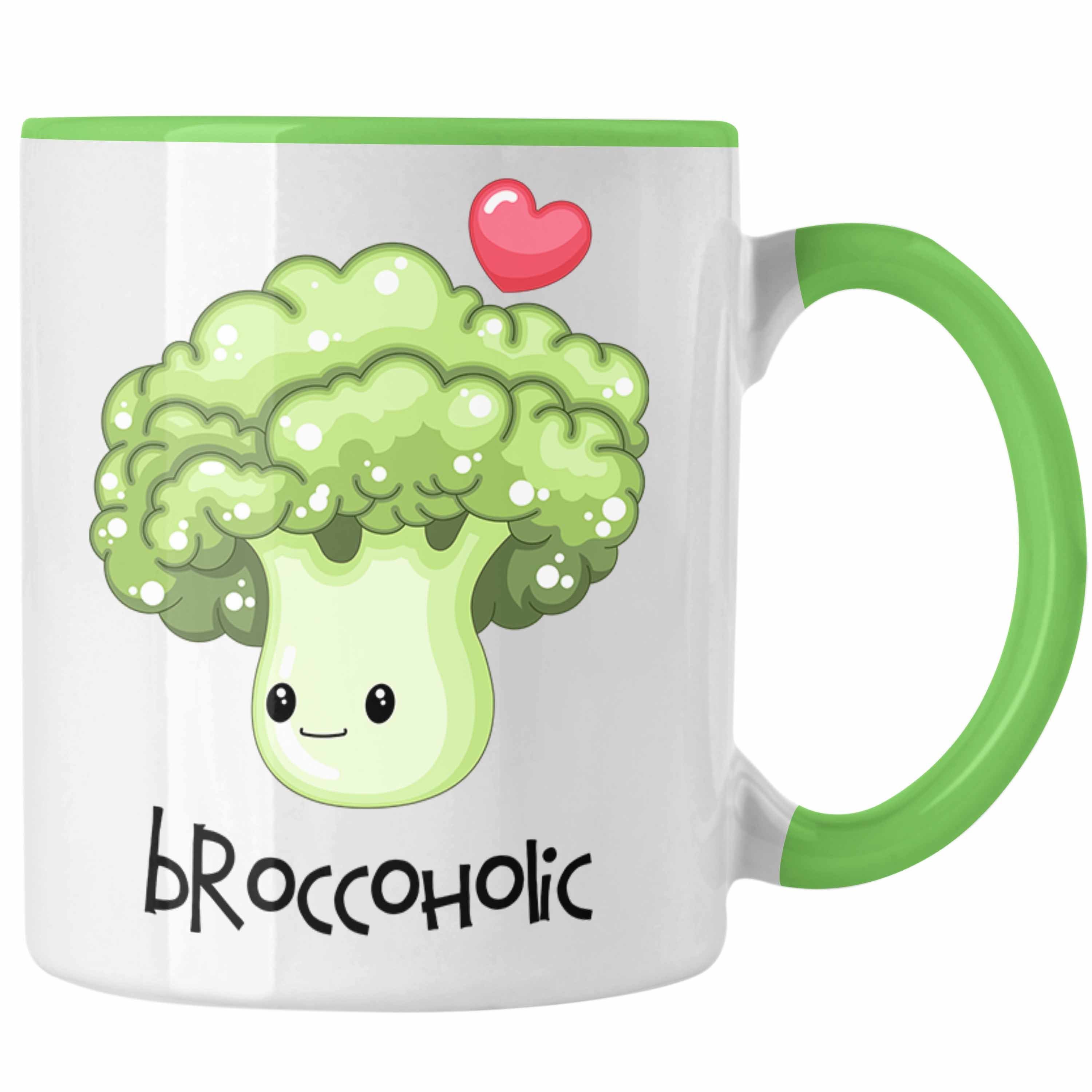 Trendation Tasse Lustige Broccoli-Tasse "Broccoholic" Witziges Geschenk für Gemüseliebh Grün