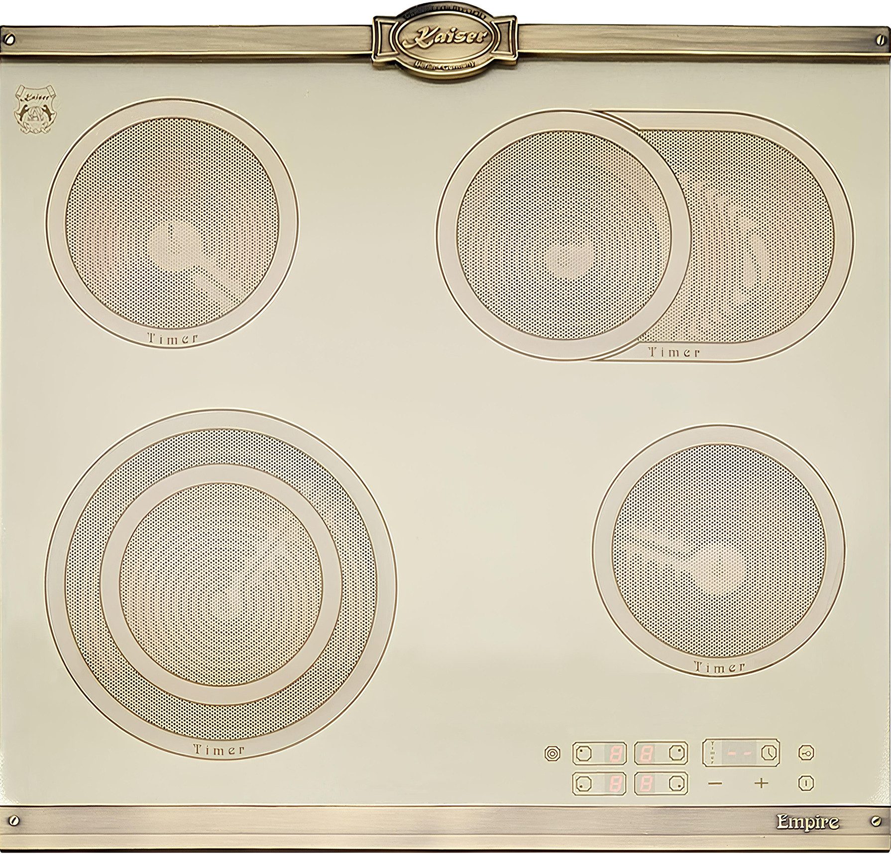 Kaiser Küchengeräte Elektro-Kochfeld Exklusives Autarkers High Light Glaskeramik Kochfeld 60cm Einbau Herd 4 QuickHeat-Kochzonen Hi-Light Elfenbein KCT 6185 ElfEm, Autarkers High Light Glaskeramik Kochfeld 60 cm