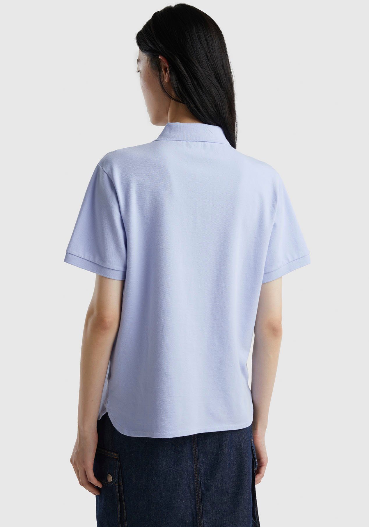 Knöpfen United perlmuttfarbenen Poloshirt mit of Benetton hellblau Colors
