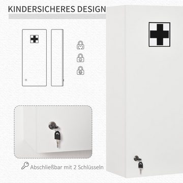 Kleankin Medizinschrank (Set, 1-St., Medikamenteschrank) Arzneischrank mit Ablage abschließbarer Hängeschrank Weiß