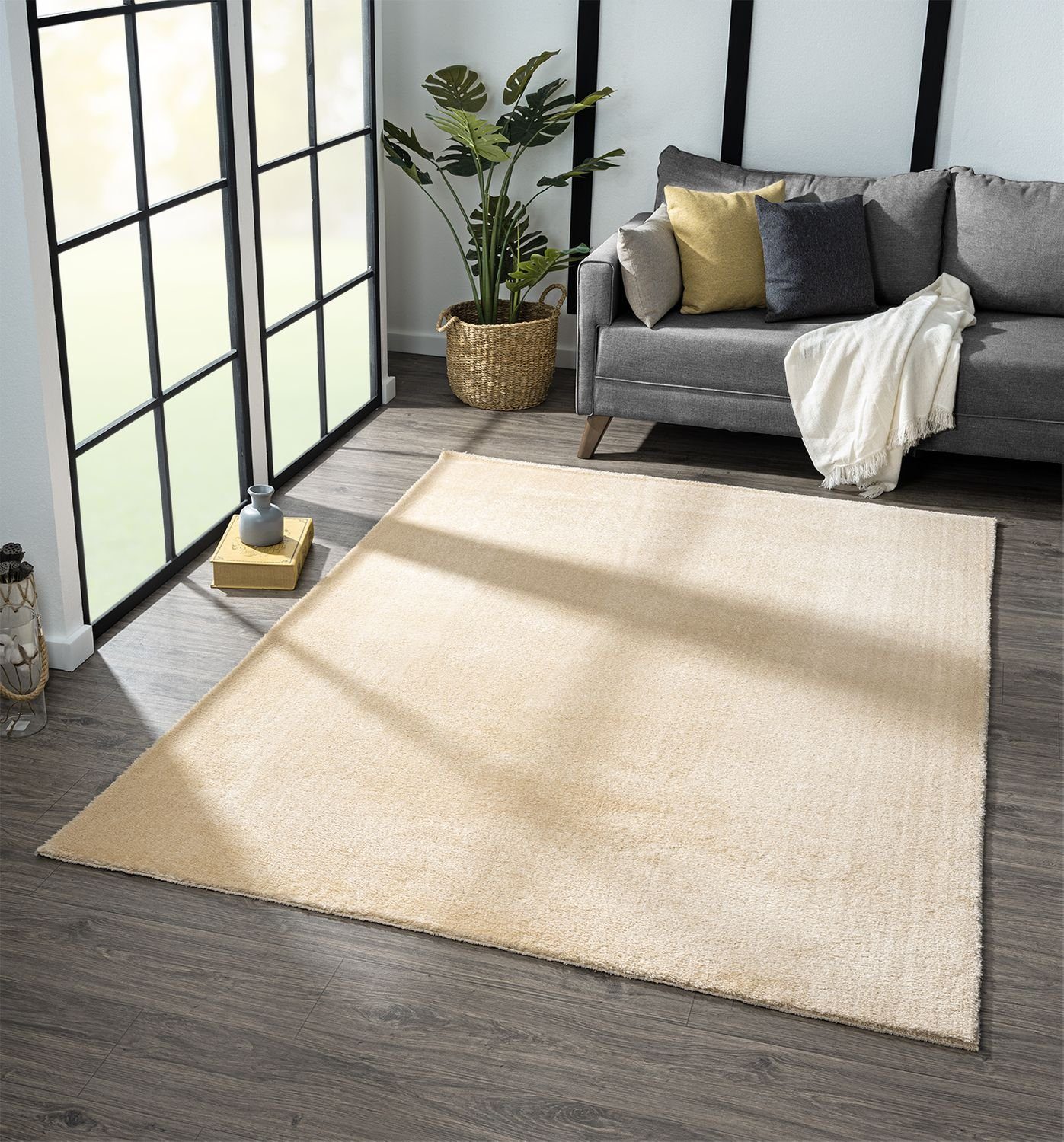 Vimoda Fellteppich Teppich Wohnzimmer Waschbar softy, Rechteckig, Rutschfest Extra flauschig weich