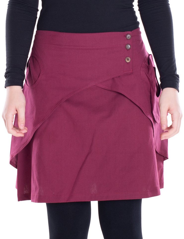 Vishes Minirock Damen Mini-Rock Baumwolle A-Linie breiter Bund mit Knopfleiste und Alternative Bekleidung, Ethno, Hippie, Retro Style