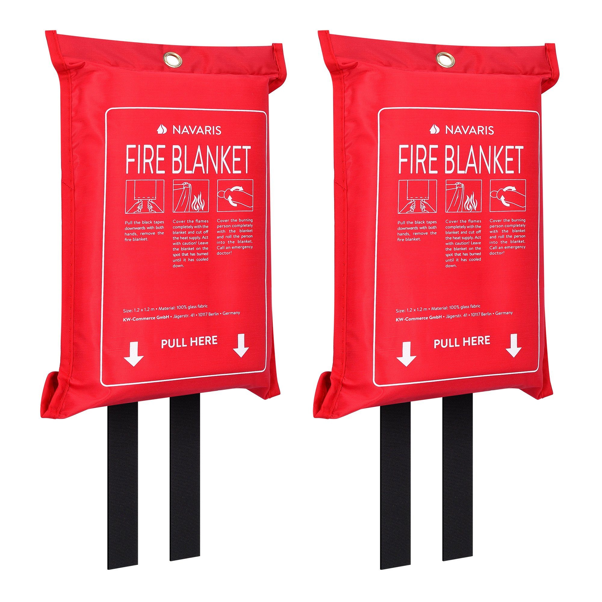 Navaris Löschdecke 2er Set Feuerlöschdecke aus Glasfaser 1,20x1,20m für Fettbrände, 24.80x40.00 cm, (2-St)