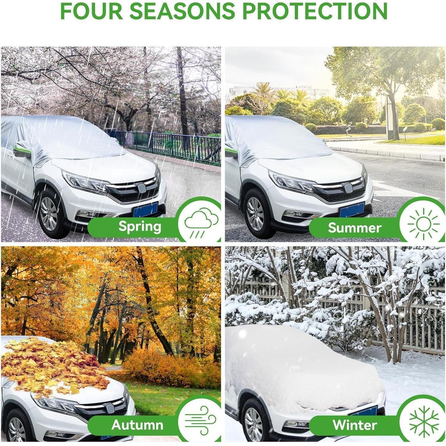 LuxusKollektion Autoplane Halbgarage Auto SUV Wasserdicht Outdoor Winter Haken Riemen Silber