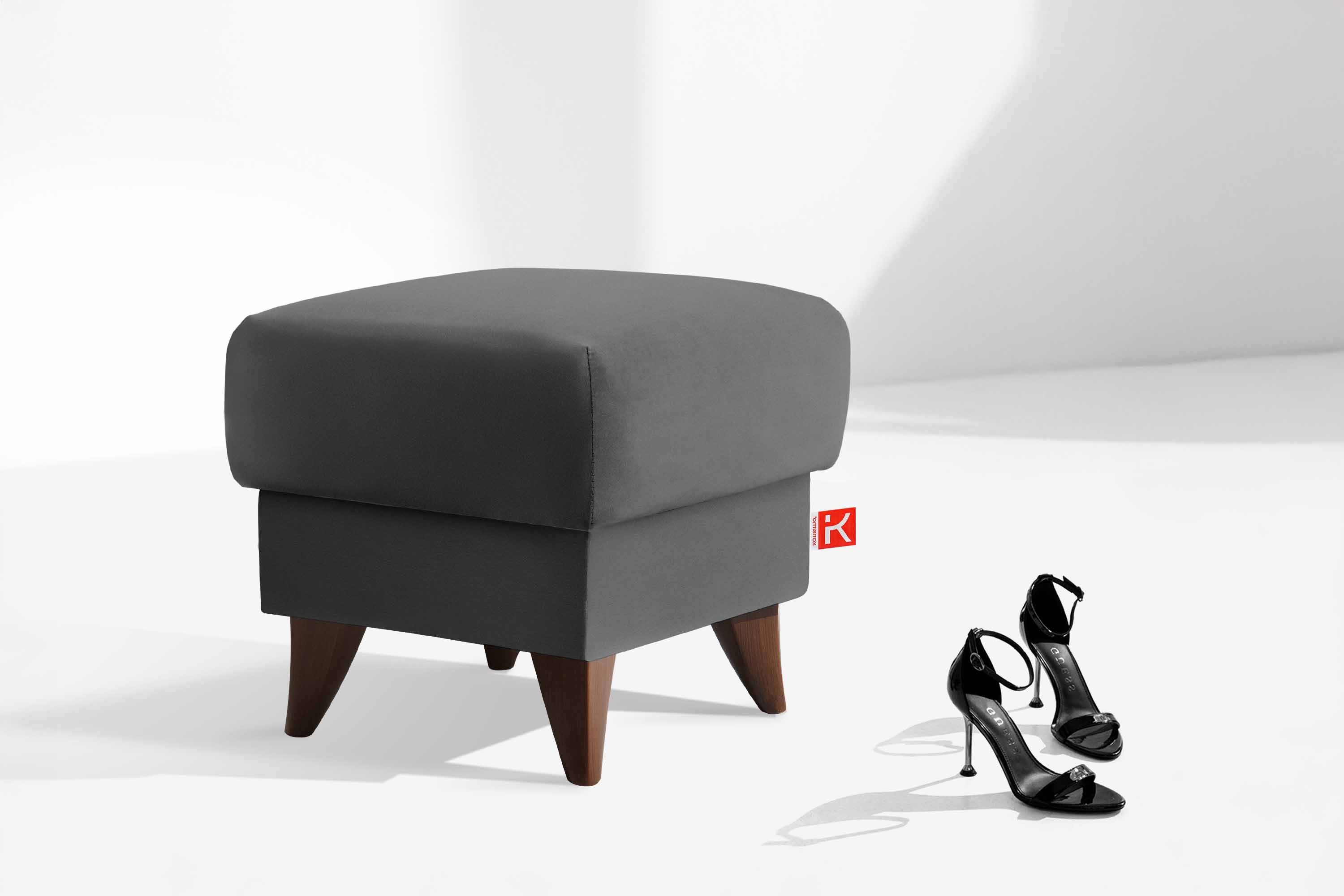 KONSIMO® Fußhocker Sitzhocker mit Stauraum GUSTAVO, hergestellt in der EU, handgefertigt, braun Füße, Polsterhocker, Elegant