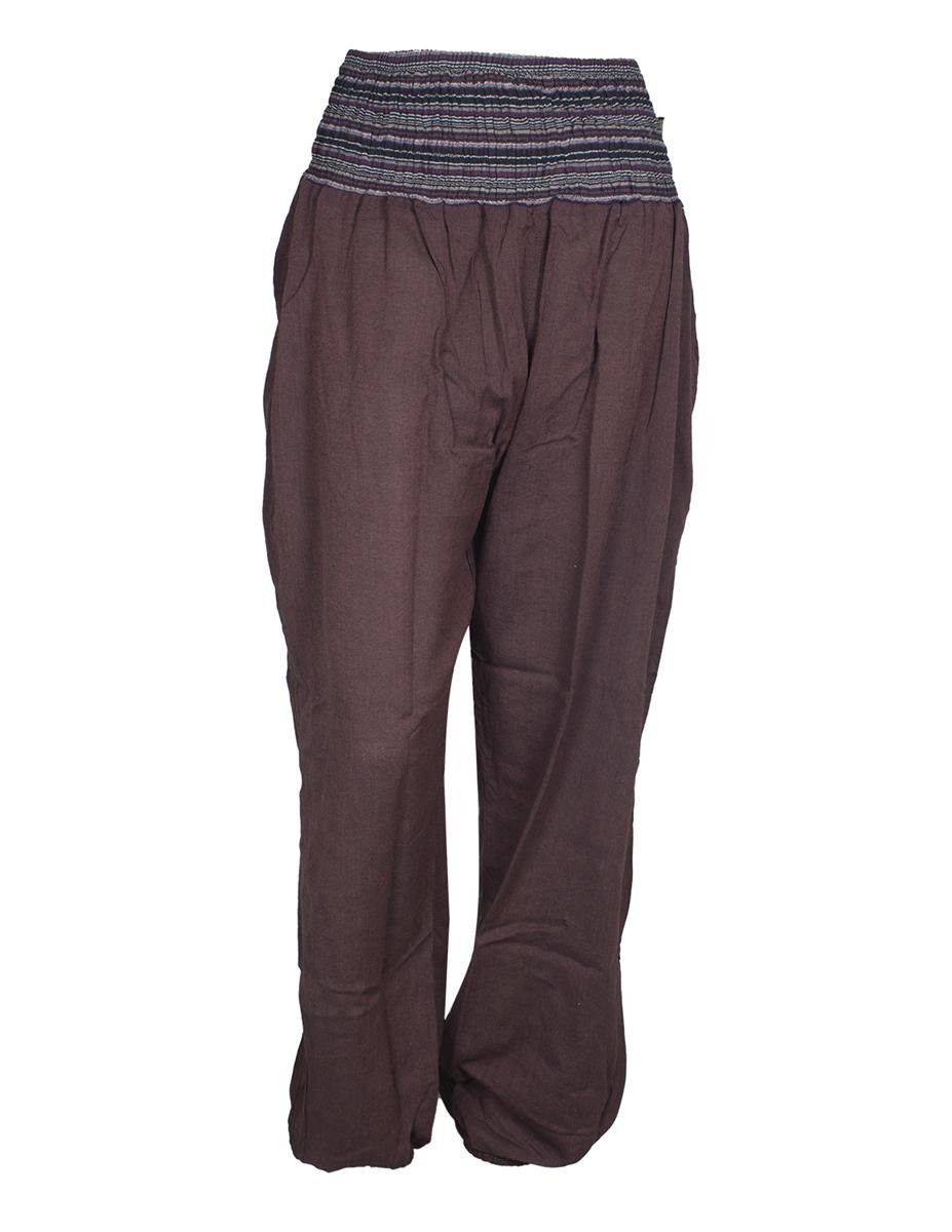 dehnbarem Ethnohose, Haremshose Vishes mit Festivalhose Haremshose Bund braun Chino gestreiften